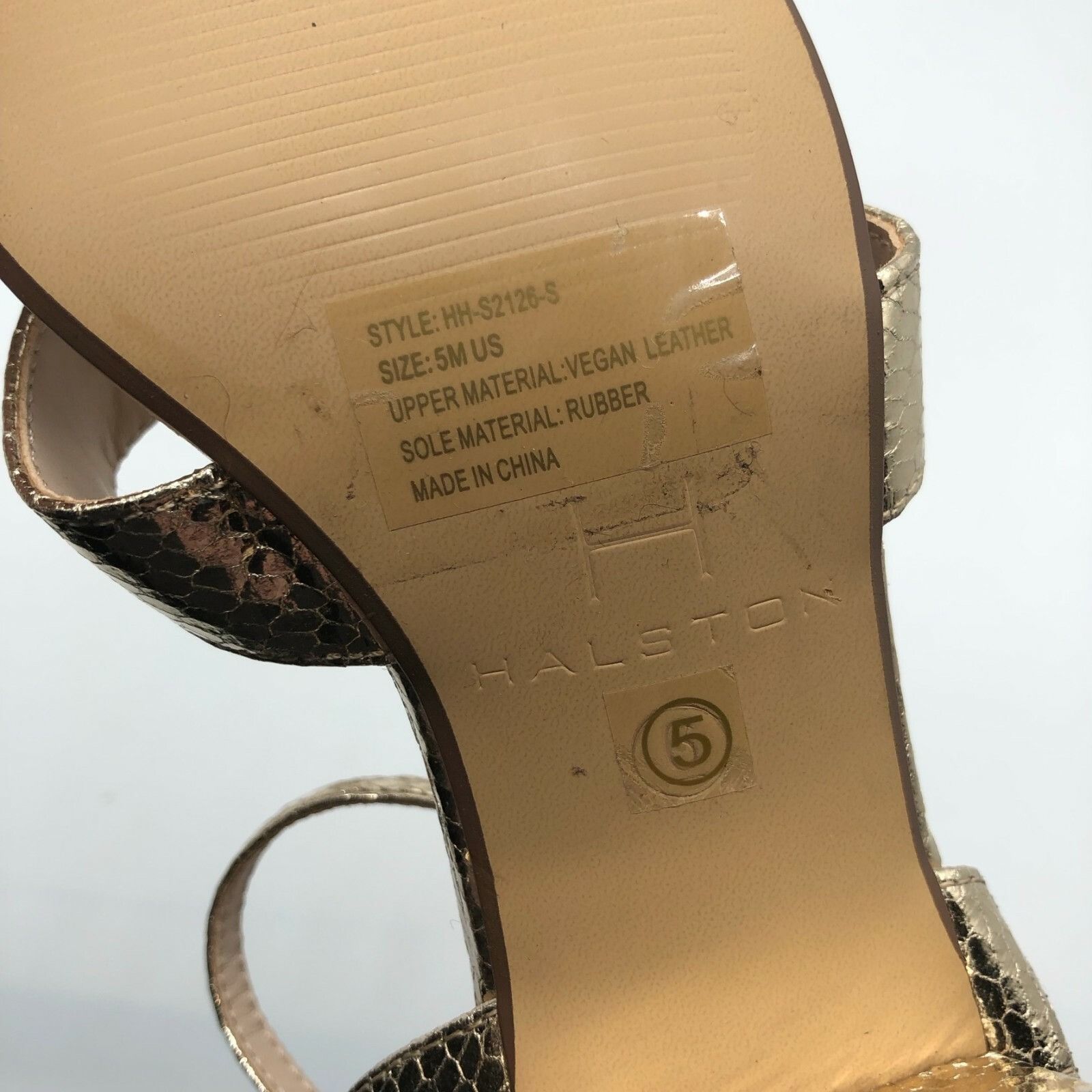Halston H Halston Womens Block Heel Sandals Vegan Leather Gold Ankle Size US 5 / IT 35 - 5 Thumbnail