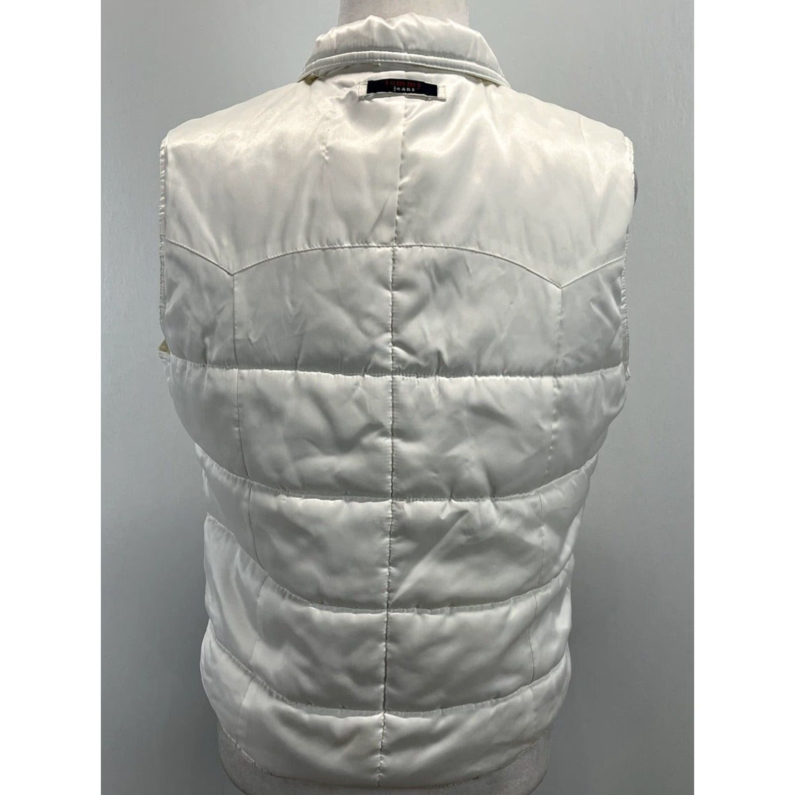Tommy Hilfiger Vintage Tommy Hilfiger Womens Full Zip Vest Sz Large Puffer Yoke 90s Y2K Puffer Vest Style Winter Spring Fall Casual GUC Ivory Zip Size 36" / US 14 / IT 50 - 3 Thumbnail