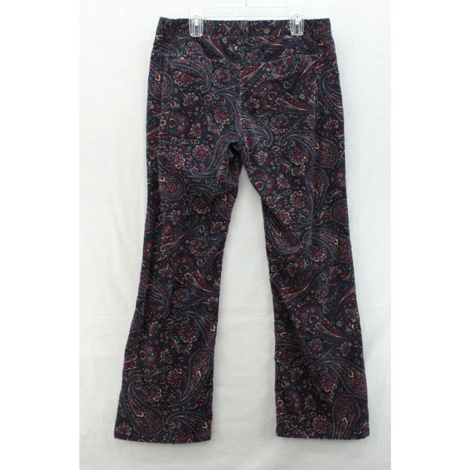 Tommy Hilfiger VINTAGE Tommy Hilfiger Corduroy Pants Womens 14 Navy Paisley Bootcut Trousers Y2K Size 36" / US 14 / IT 50 - 6 Thumbnail