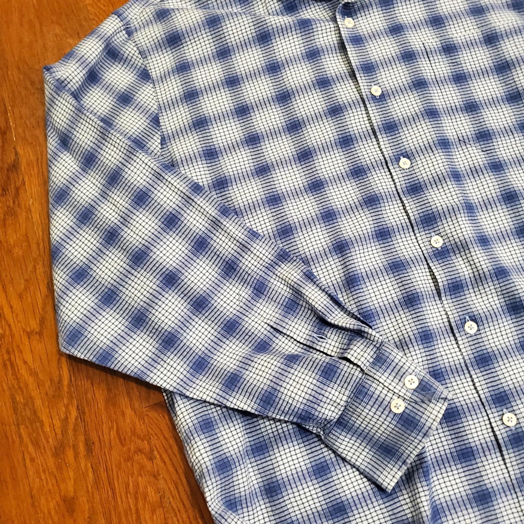Tommy Bahama Tommy Bahama Shirt Mens XL Blue Check Silk Stretch Long Sleeve Button Front - Button-Down Collar - Regular Fit Size US XL / EU 56 / 4 - 2 Thumbnail