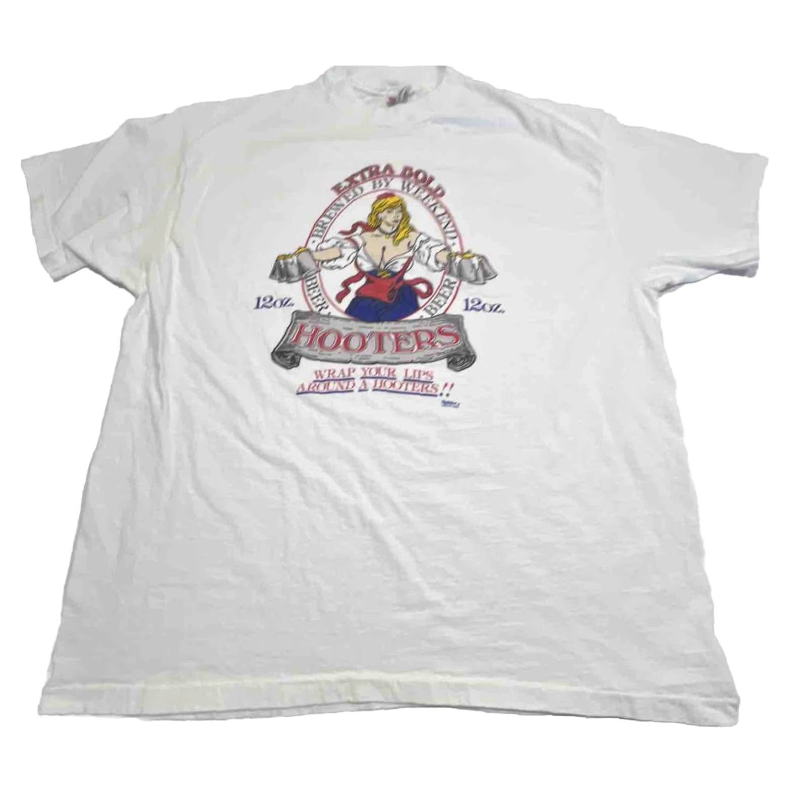 Hanes VINTAGE Hanes Hooters Graphic Tee XL White 1990s Short Sleeve Unisex Mens Size US XL / EU 56 / 4 - 5 Thumbnail