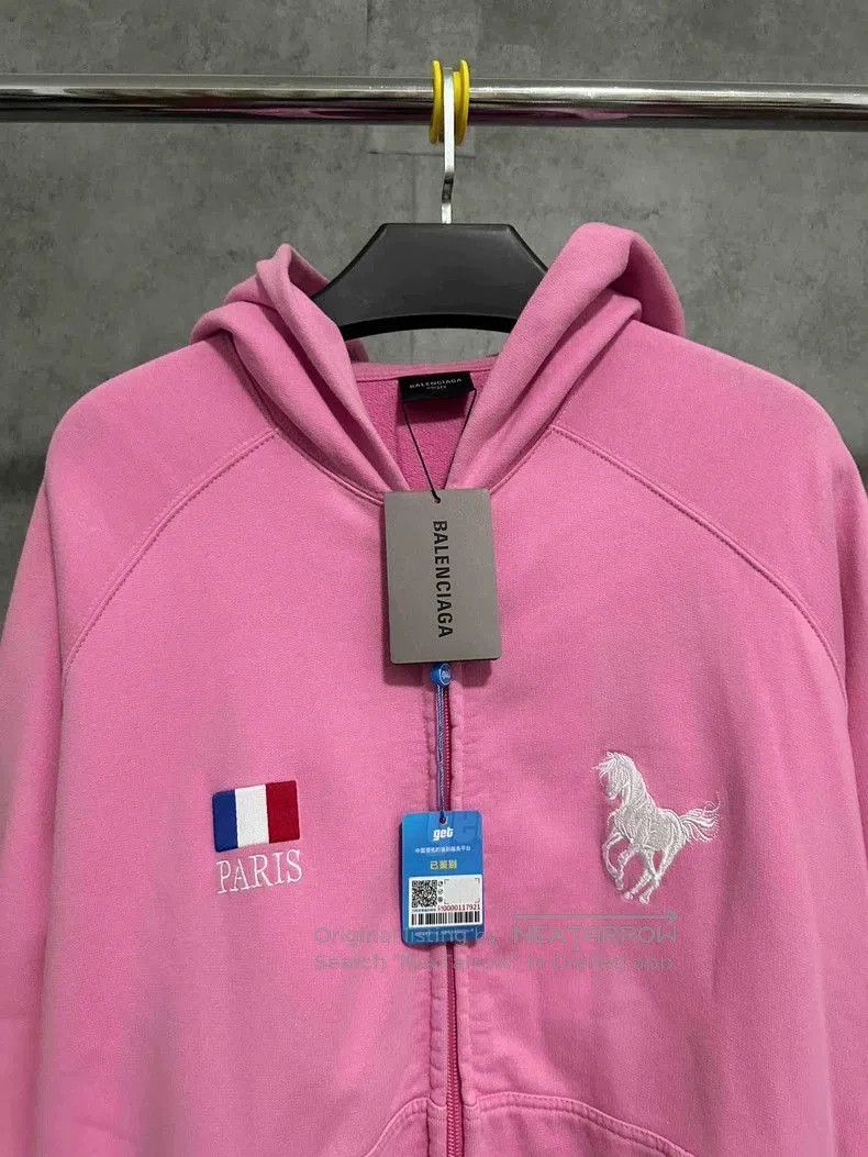 Balenciaga Balenciaga Pink Logo Print Zip Hoodie. Size US S / EU 44-46 / 1 - 2 Thumbnail