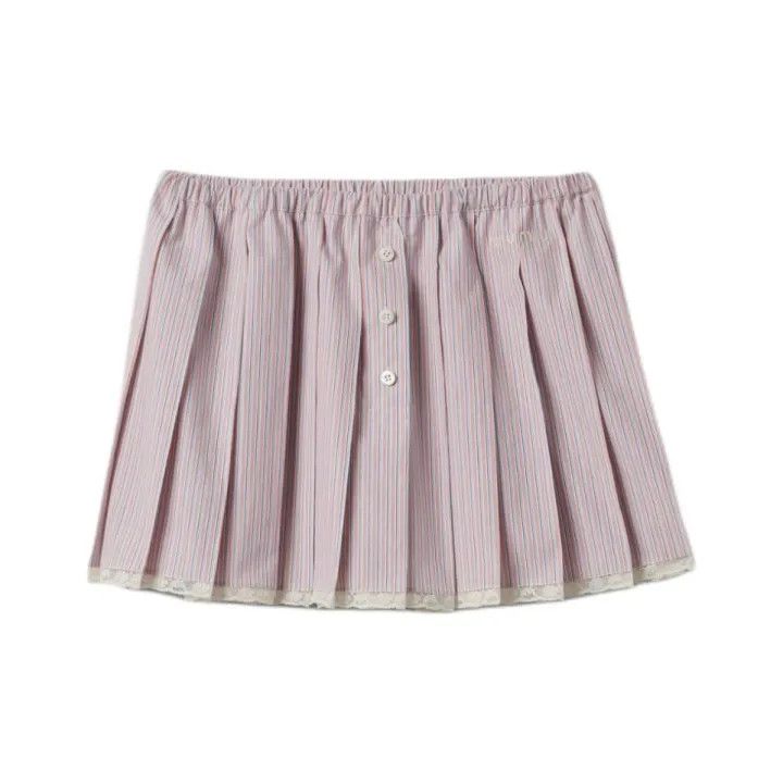 Miu Miu Miu Miu Coral Striped Pleated Skirt 0079 Size 38" / US 16 / IT 52 - 1 Thumbnail
