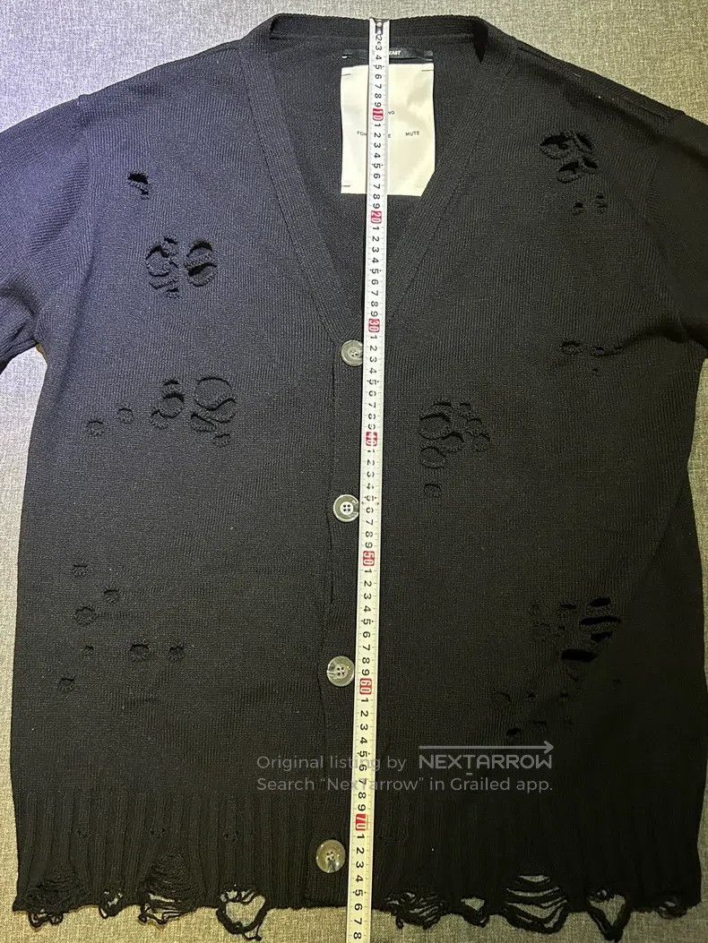 Song For The Mute SONG FOR THE MUTE Black wool cardigan with holes Size US M / EU 48-50 / 2 - 4 Thumbnail