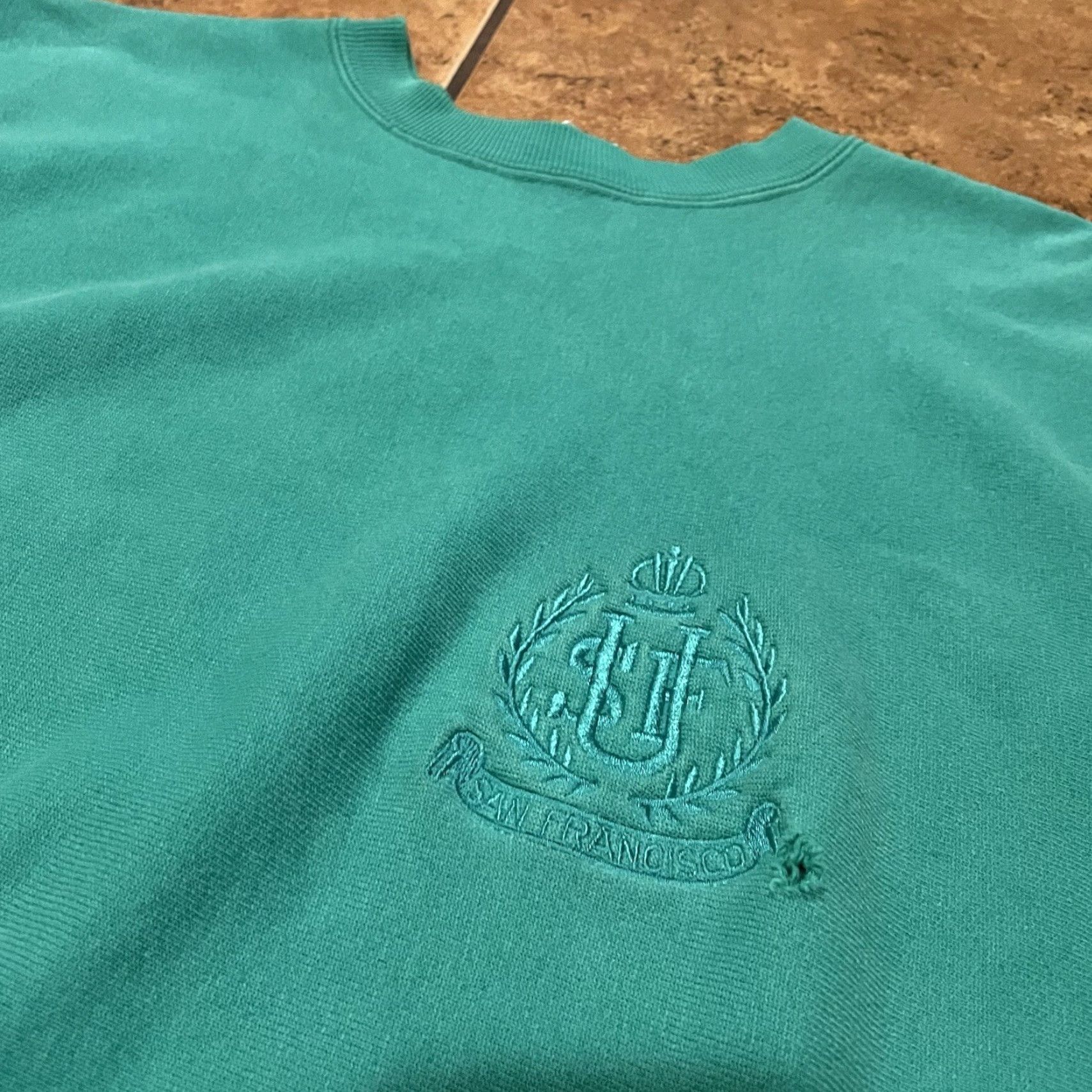 Champion VINTAGE Champion Sweatshirt Crewneck Unisex Adults 90s Turquoise Large Wide Weave Reverse Weave Size US L / EU 52-54 / 3 - 2 Thumbnail