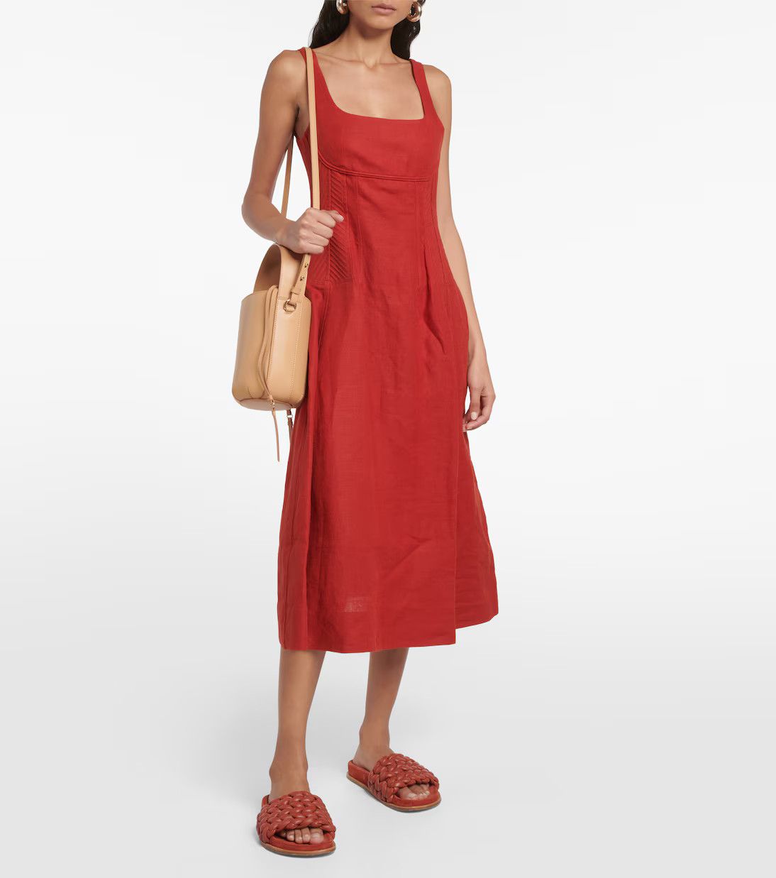 Chloe o1y0825 Midi Dress in Red Size S / US 4 / IT 40 - 5 Thumbnail