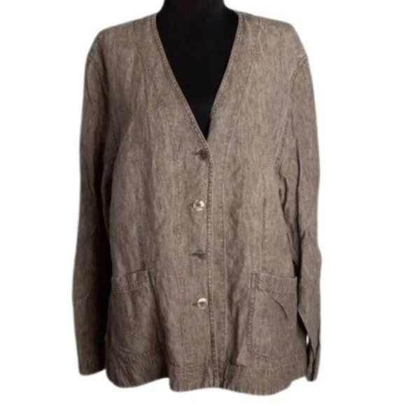 J. Jill J. Jill XL Women's Linen Jacket Black Long Sleeve Button Fro Size XL / US 12-14 / IT 48-50 - 1 Thumbnail