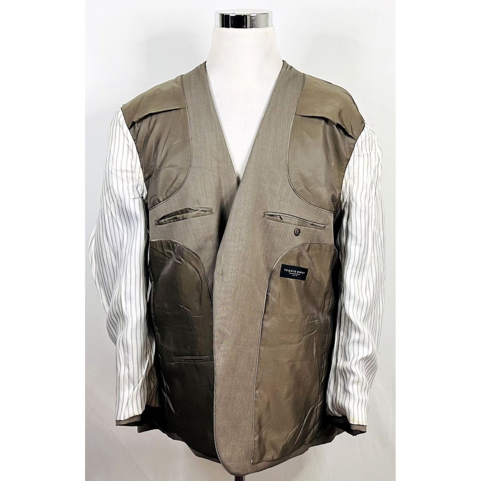 Pronto Uomo Pronto Uomo Sport Coat Beige Wool Blend Knit Two Button Double Vented Lined 50L Mens Size US XS / EU 42 / 0 - 7 Thumbnail