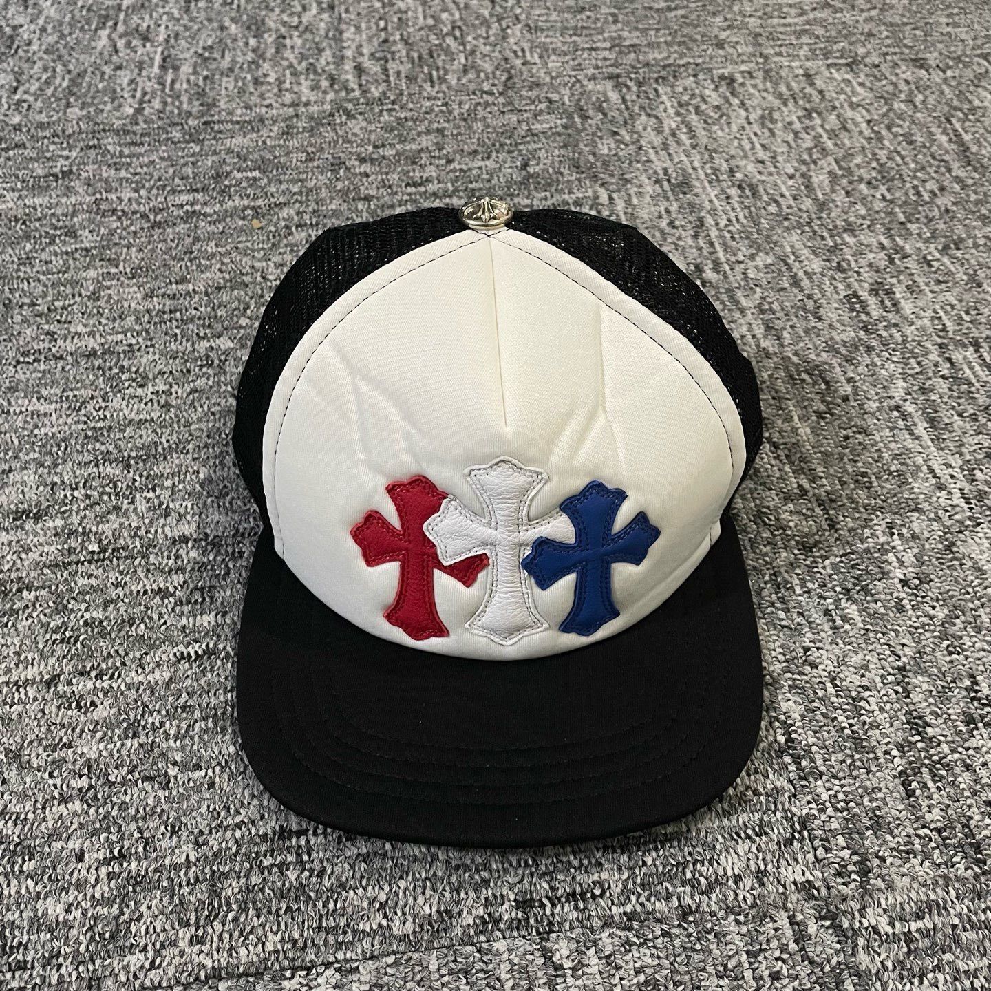 Chrome Hearts Chrome Hearts Red White Blue Cross Trucker Hat Size ONE SIZE - 1 Thumbnail
