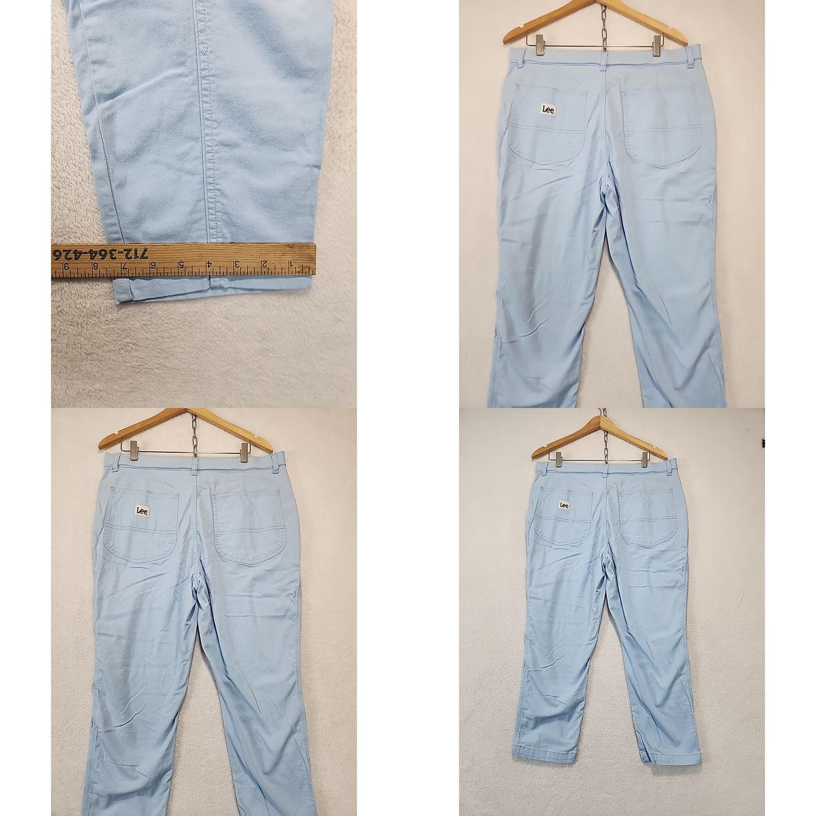 Lee Lee Chino Pants Womens 16 Regular Light Blue High Rise Straight Leg Size 38" / US 16 / IT 52 - 8 Thumbnail
