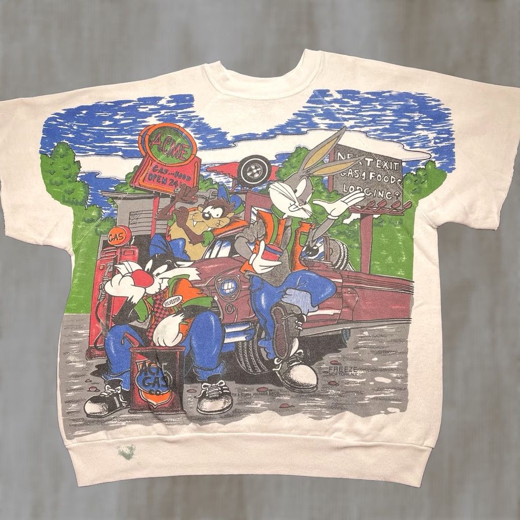 Vintage VINTAGE Looney Tunes Pullover Sweatshirt Men’s Large White 1994 FREEZE Hotrod Size US L / EU 52-54 / 3 - 1 Thumbnail