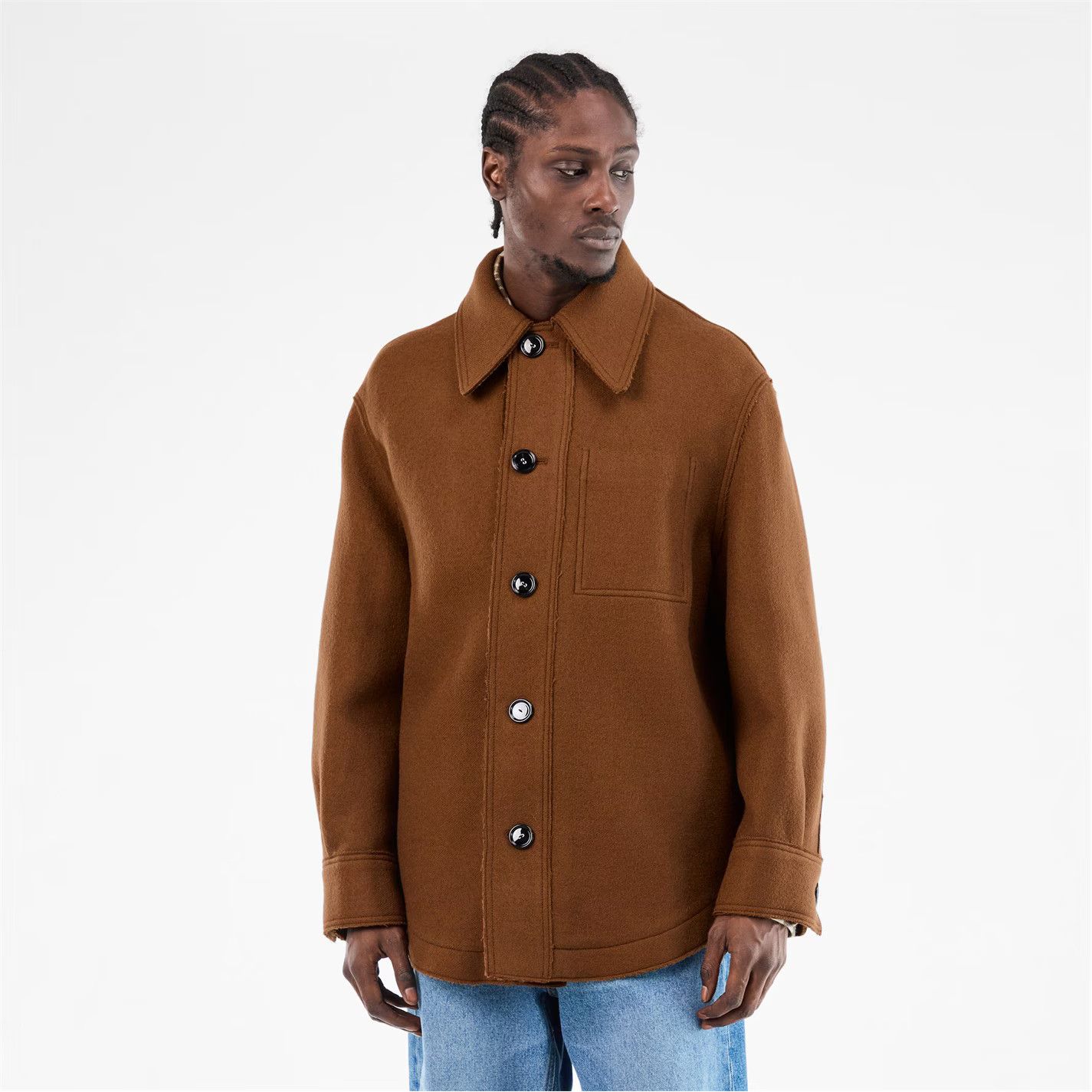 AMI o1g2r1mq0326 Wool Structured Overshirt in Noisette Size US XL / EU 56 / 4 - 3 Thumbnail