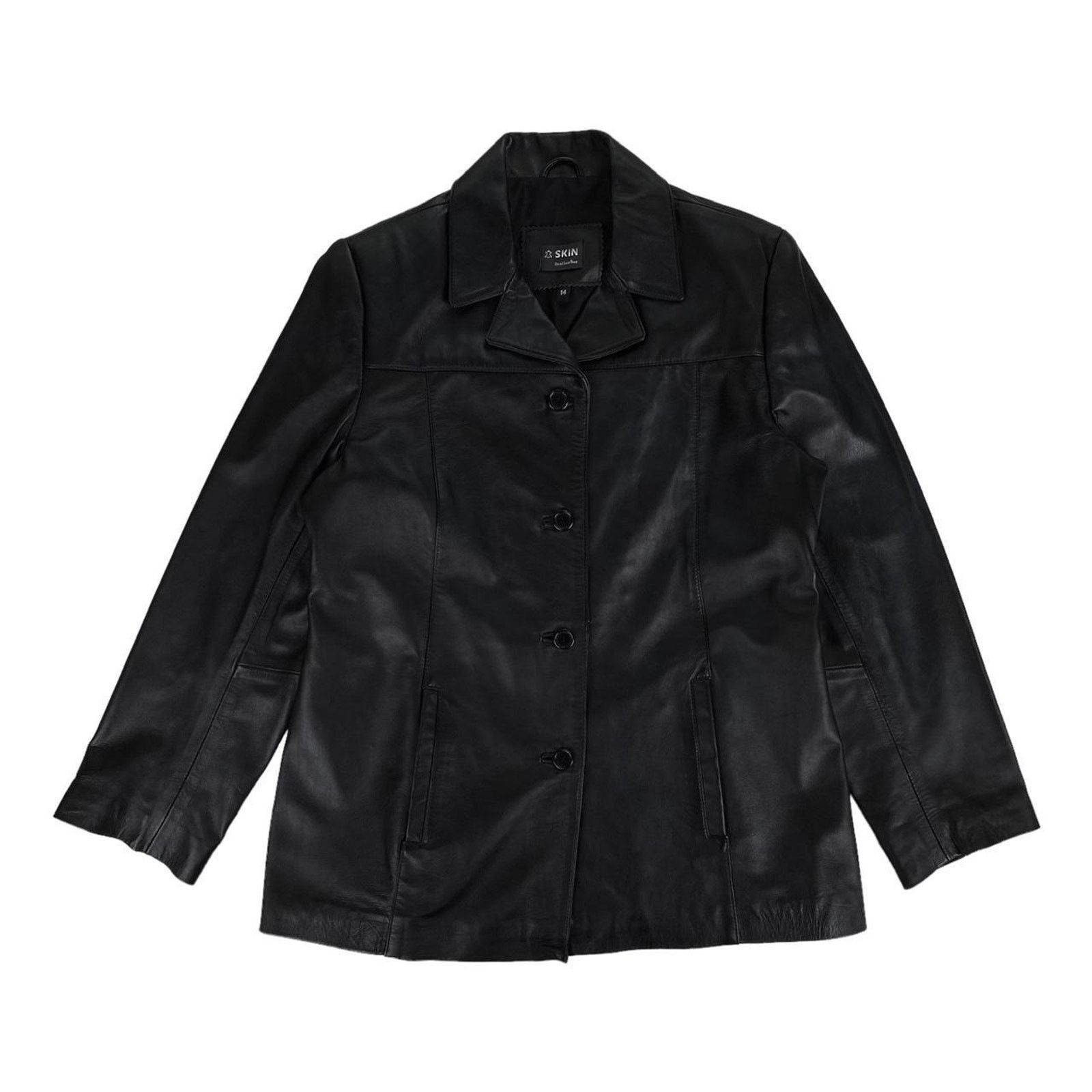Skin Skin 90s Vintage Black Leather Biker Jacket Coat Size L / US 10 / IT 46 - 1 Thumbnail
