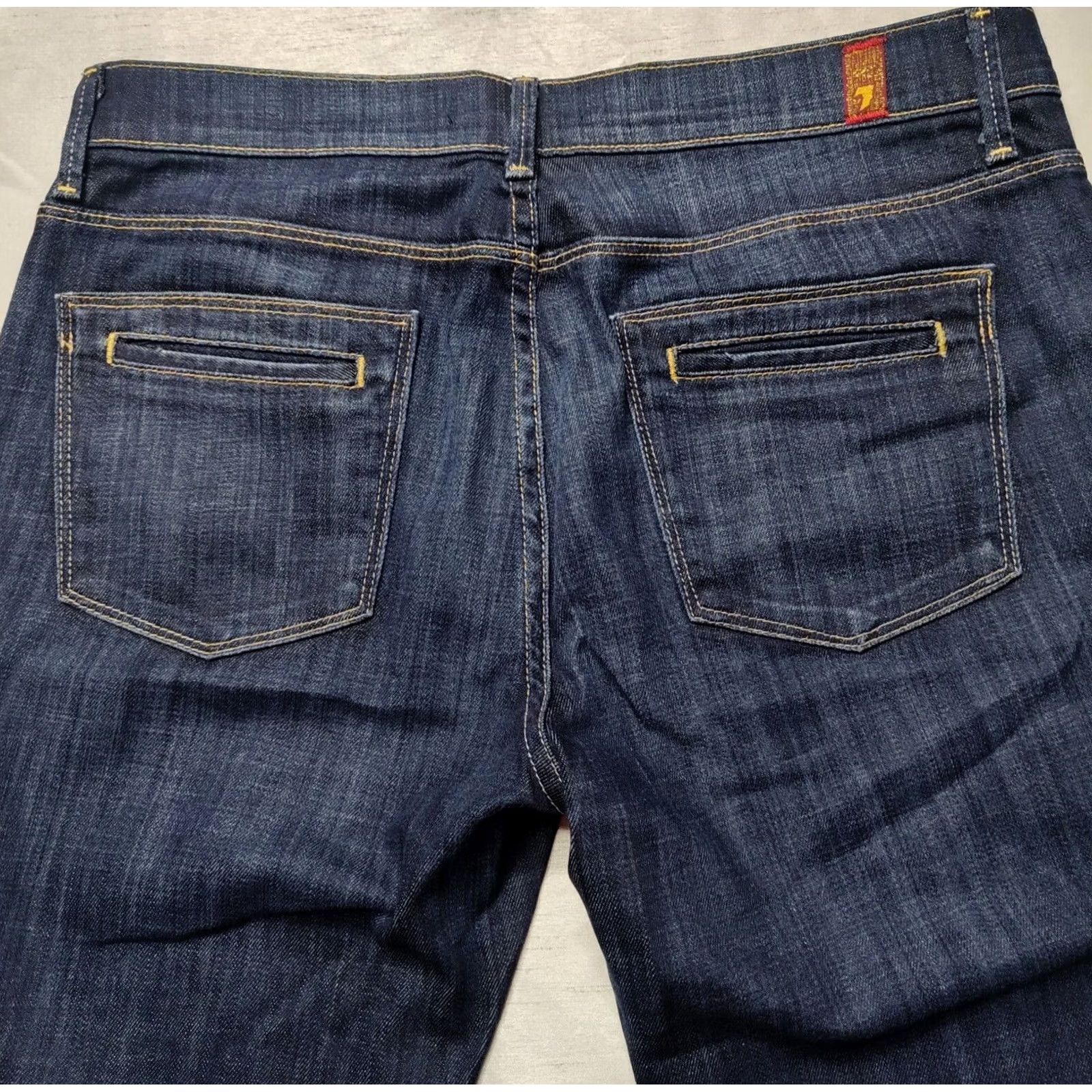 7 For All Mankind 7 FOR ALL MANKIND Women 29 Button Fly Flared Denim Jeans Blue EUC Stretch 30 Inseam, Regular, 6-Pocket, Cotton Spandex, USA Made, Midwest Vintage: No Size 29" - 3 Thumbnail