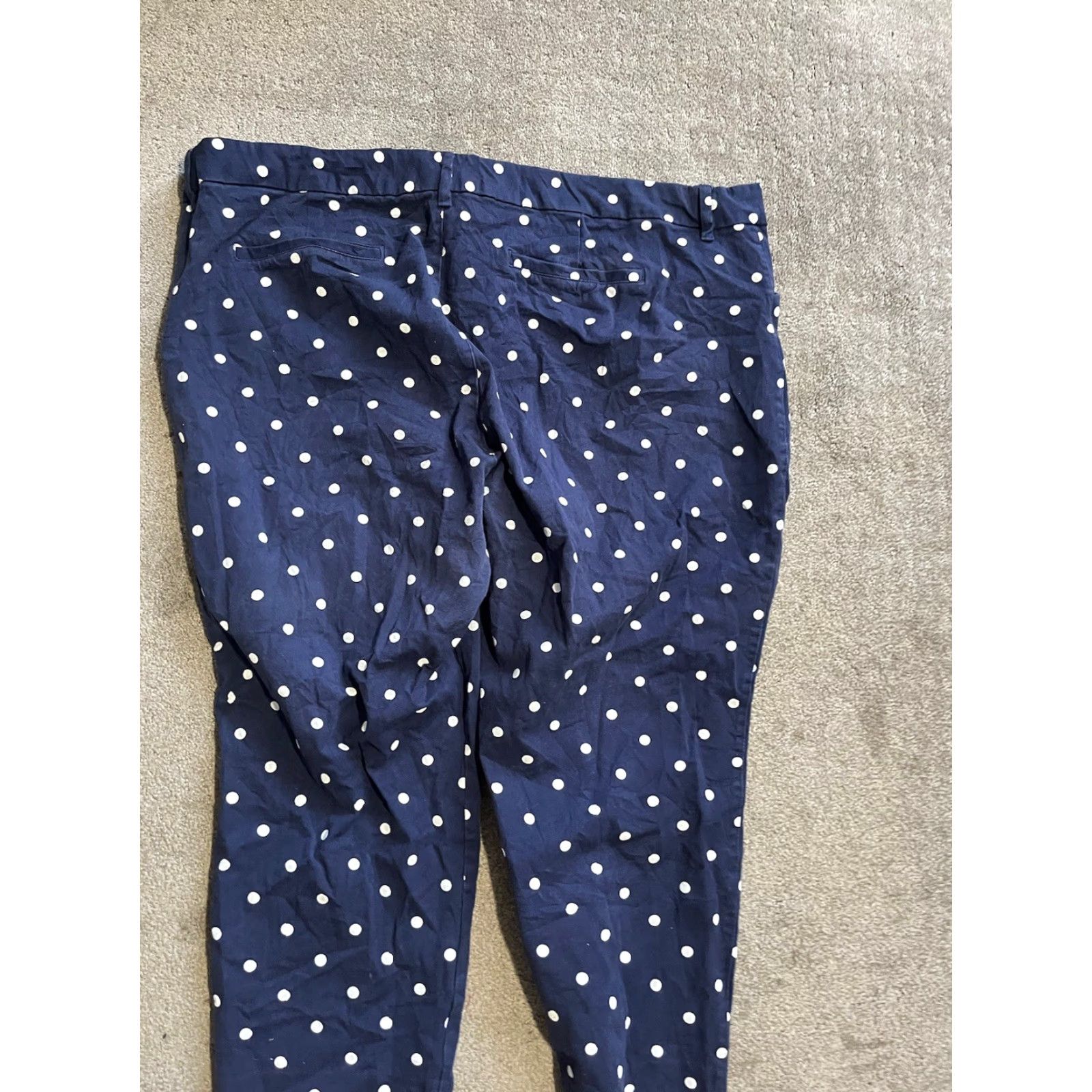 Old Navy Old Navy Pixie Pants Womens 26 Plus Blue White Polka Dot Mid Rise Flat Front Size 26" / US 2 / IT 38 - 3 Thumbnail