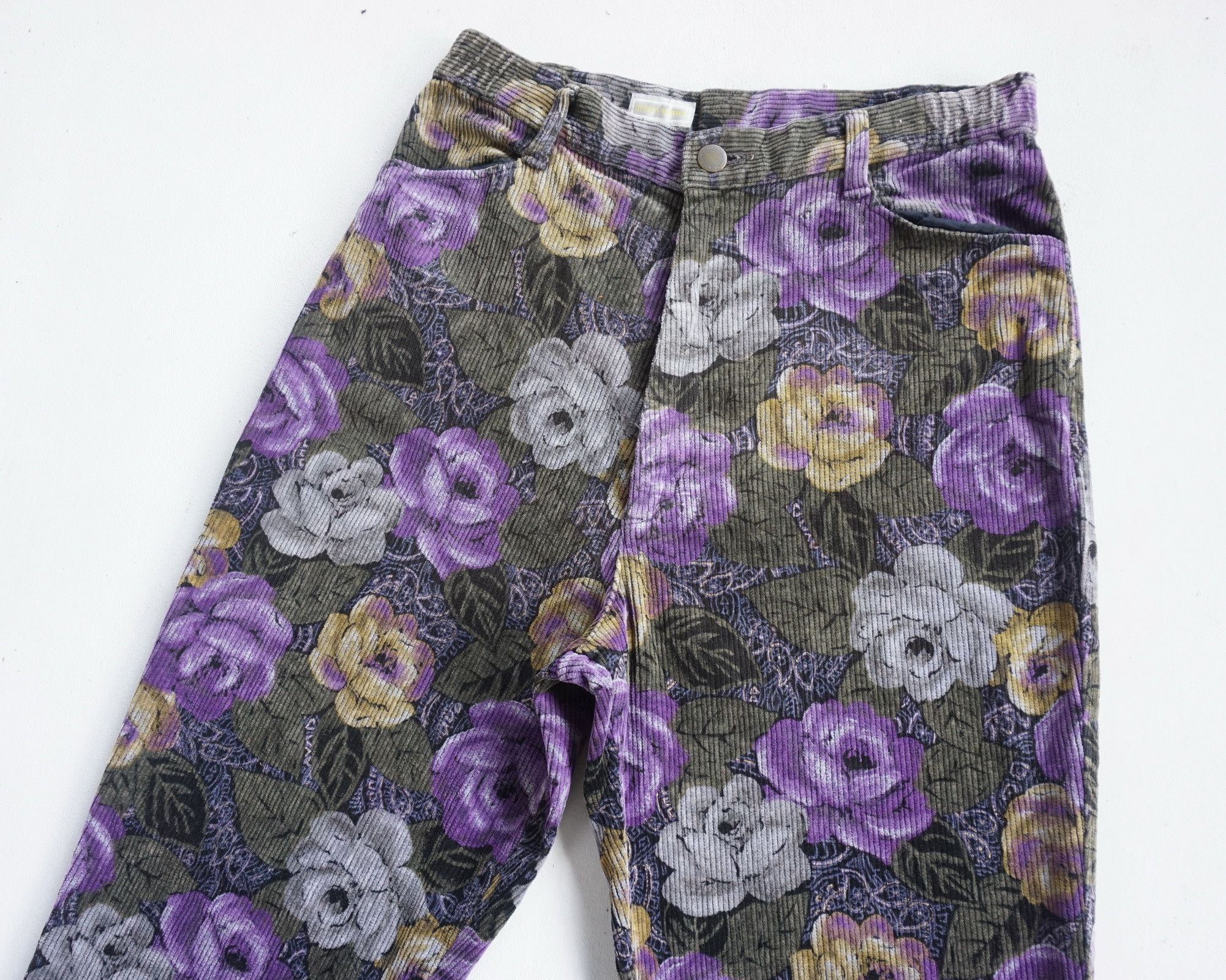 Japanese Brand JUSTY RAYRA Full Printed Floral Corduroy Size 26" / US 2 / IT 38 - 4 Thumbnail