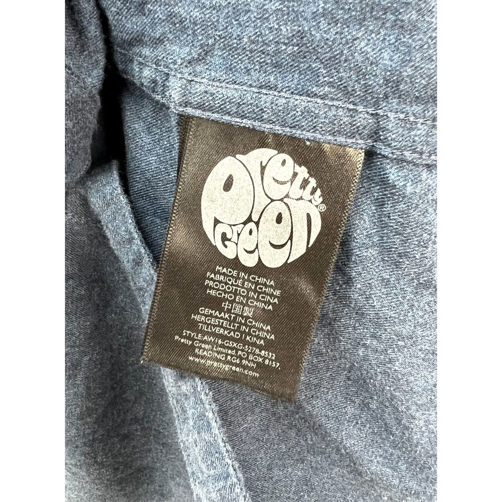 Pretty Green Pretty Green Shirt Button-Up Short Sleeve Logo Mens L/XL Blue Vintage Cotton Shirt Size US L / EU 52-54 / 3 - 6 Thumbnail