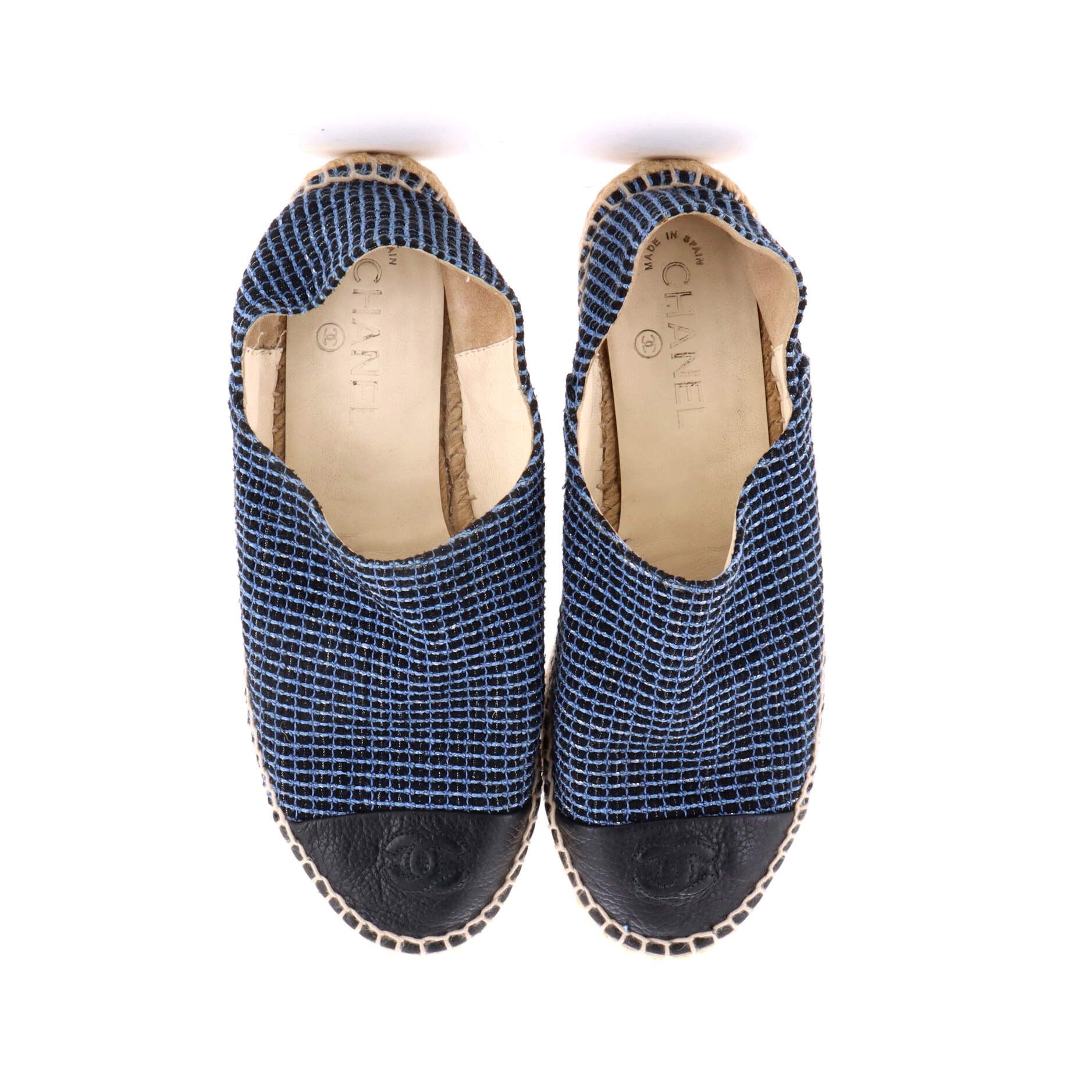 Chanel Women's cc cap toe espadrilles tweed with leather Size ONE SIZE - 1 Thumbnail