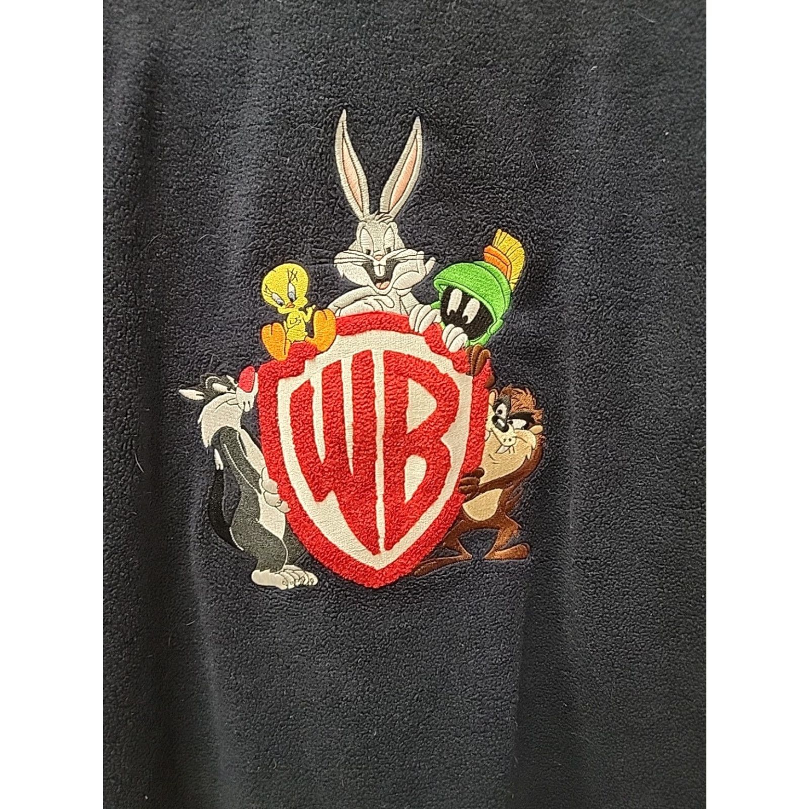 Vintage VINTAGE Warner Bros. Looney Tunes Blue Fleece Sweatshirt Mens M Blue Embroidered Crewneck Pullover Sweatshirt Regular Fit 30.5 Length 24.5 Chest Size US M / EU 48-50 / 2 - 2 Thumbnail