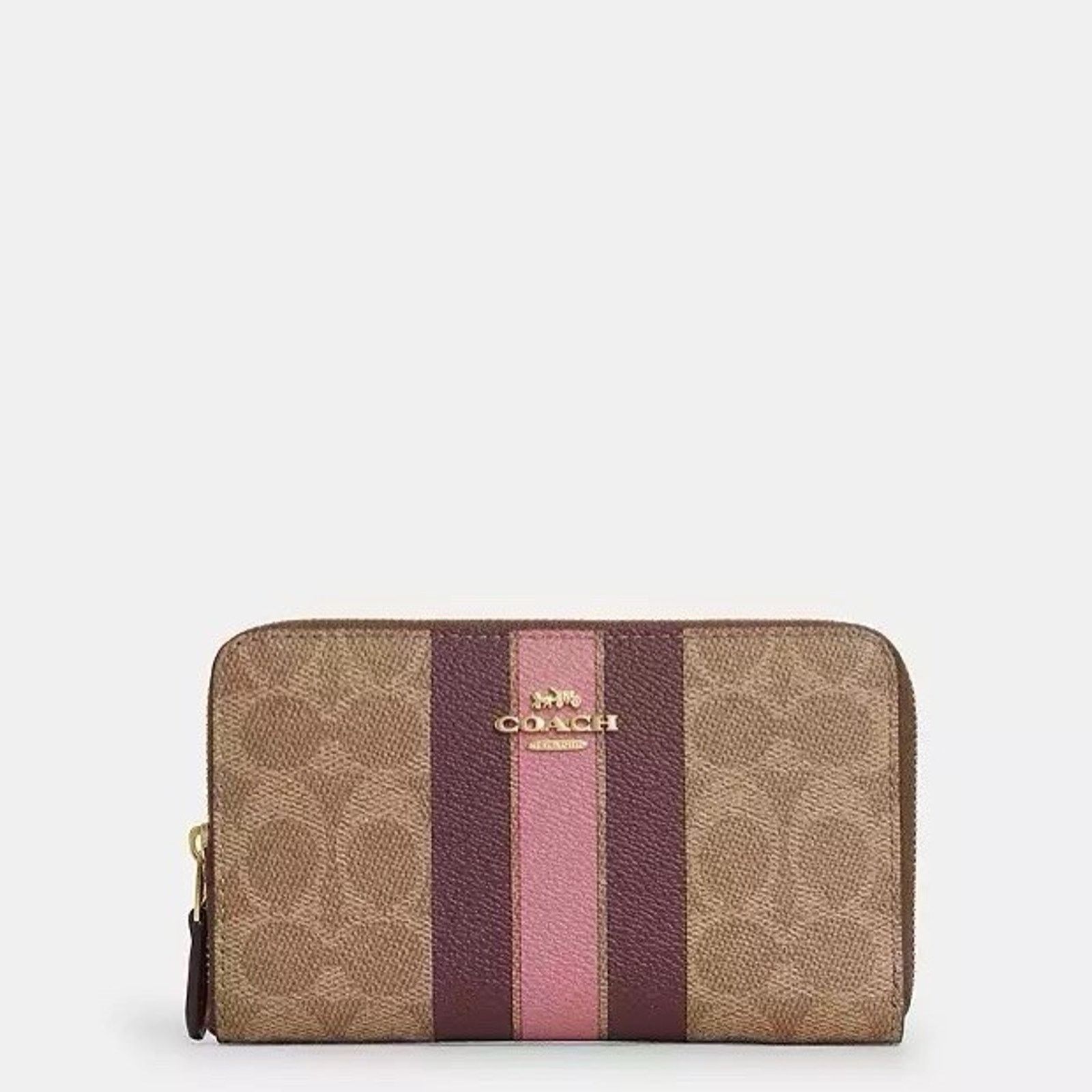 Coach NWT COACH Medium Id Zip Wallet Varsity Stripe CBO79 Gold/Tan Size ONE SIZE - 5 Thumbnail