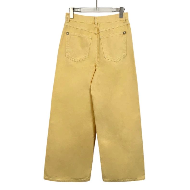 Chanel ChanelYellow buttoned cotton casual wide-leg trousers 2503- Size 25" / US 0 / IT 36 - 2 Thumbnail