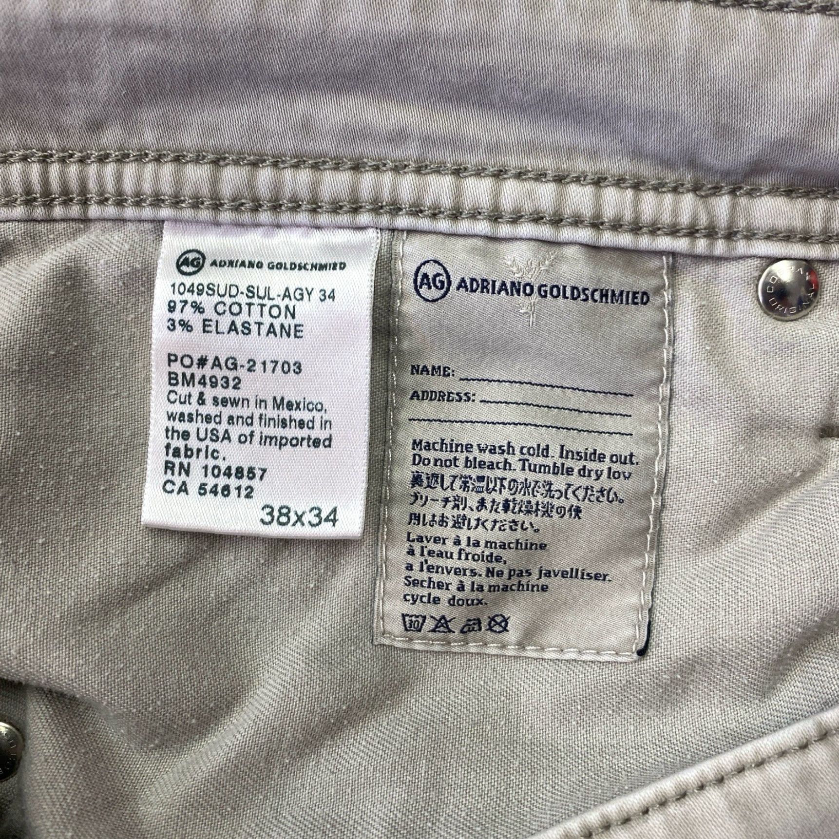 Vintage VINTAGE AG Adriano Goldschmied Protege Jeans Mens 38x34(39x32.5) Straight Leg Size US 39 - 4 Thumbnail