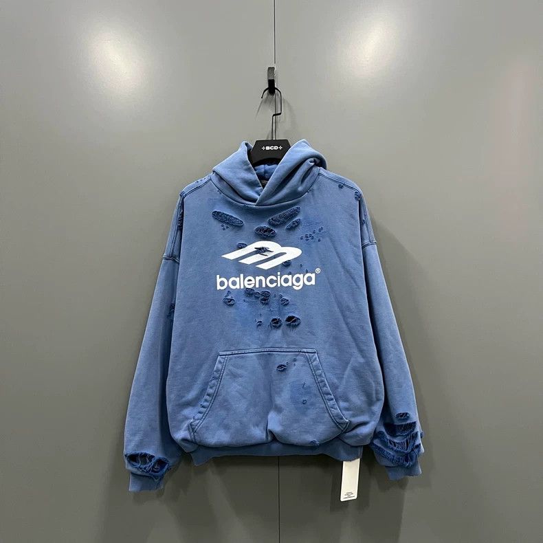 Balenciaga Balenciaga Distressed Logo Hoodie - dmc Size US L / EU 52-54 / 3 - 1 Thumbnail