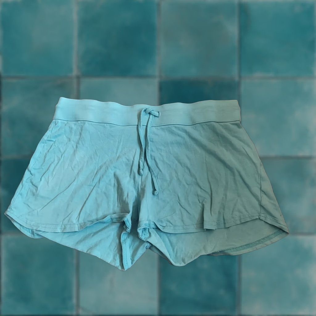 Vintage Kmart Women's Blue Drawstring Shorts - Size M - Cotton - Casual Travel - Solid Pattern - Regular - Women's Shorts - Blue - Drawstring - B616 Size 32" / US 10 / IT 46 - 1 Thumbnail