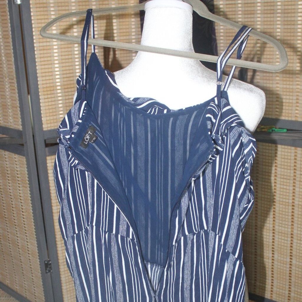 Loft LOFT Navy & White Striped Shortie Romper Size 34" / US 12 / IT 48 - 8 Thumbnail