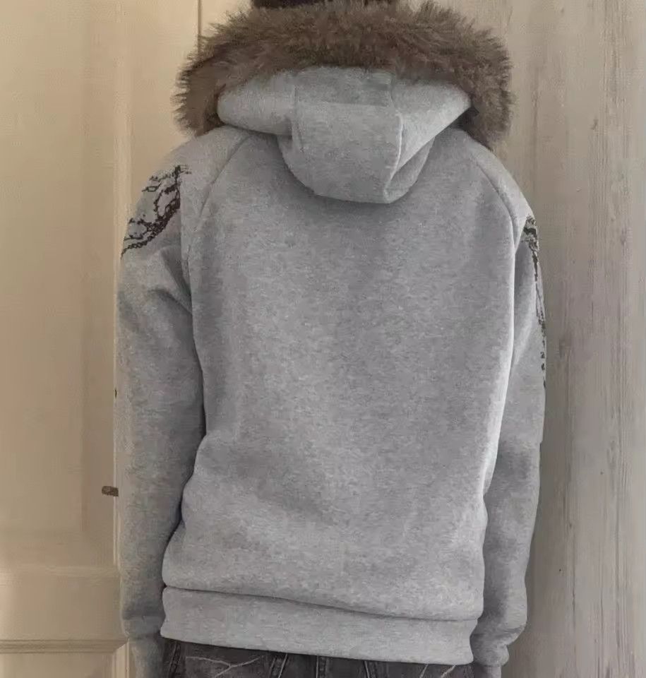 Japanese Brand Winter Gothic Punk Faux Fur Hooded Jacket With Cross Size S / US 4 / IT 40 - 3 Thumbnail