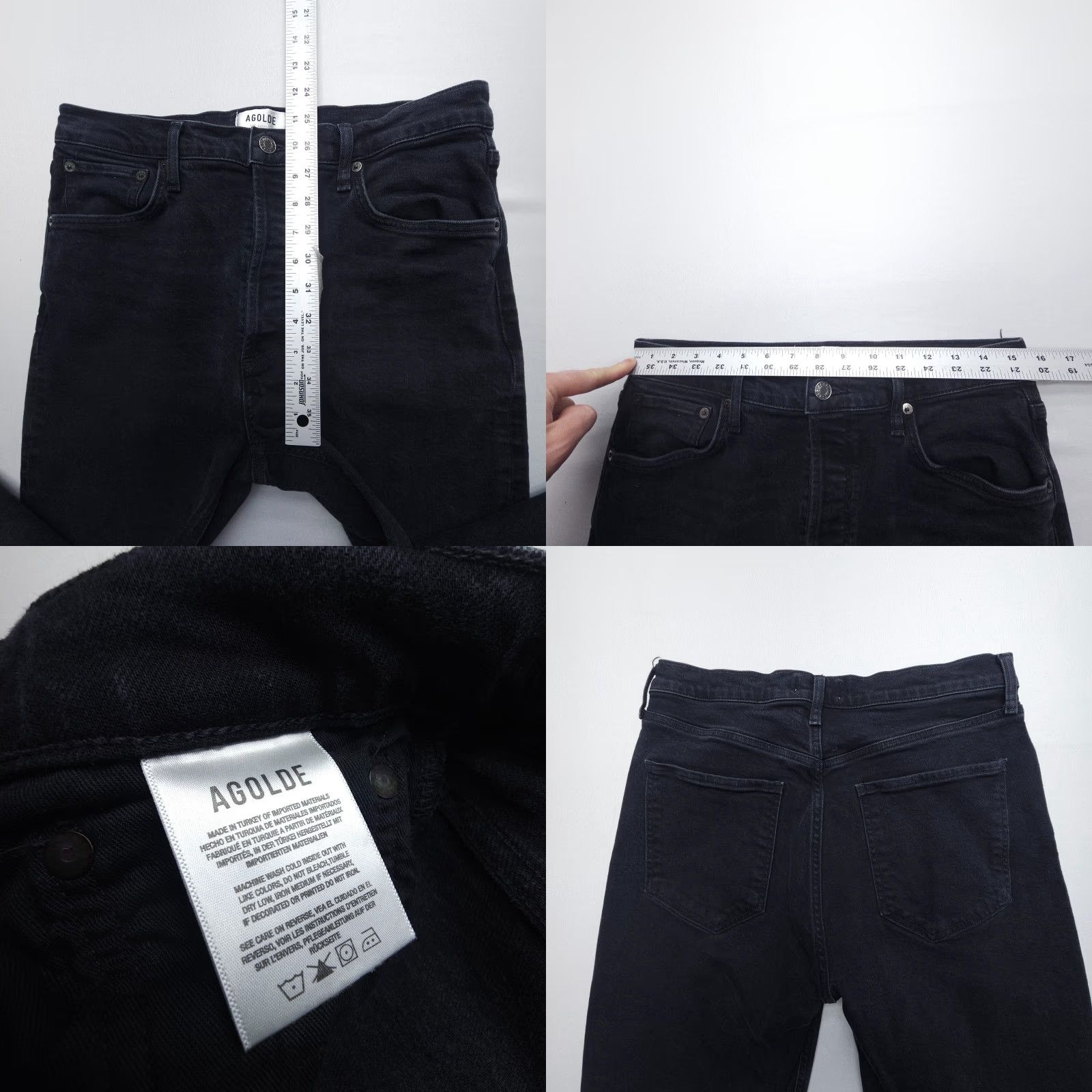 Agolde AGOLDE Riley Jeans Women Size 29 Black High Rise Straight Button Fly Denim EUC Size 29" - 8 Thumbnail
