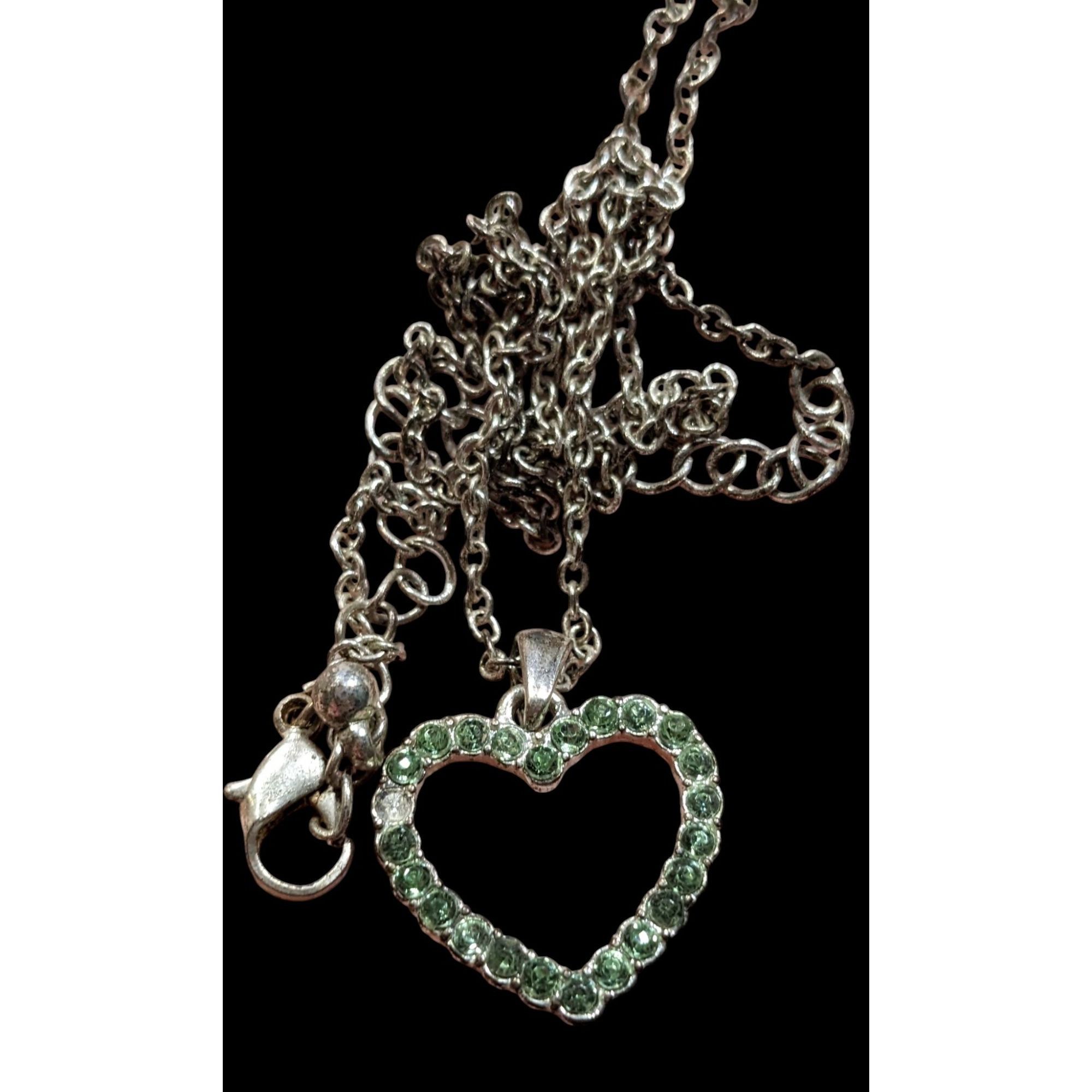 Other Coquette Green Rhinestone Open Heart Pendant Necklace Size ONE SIZE - 3 Thumbnail