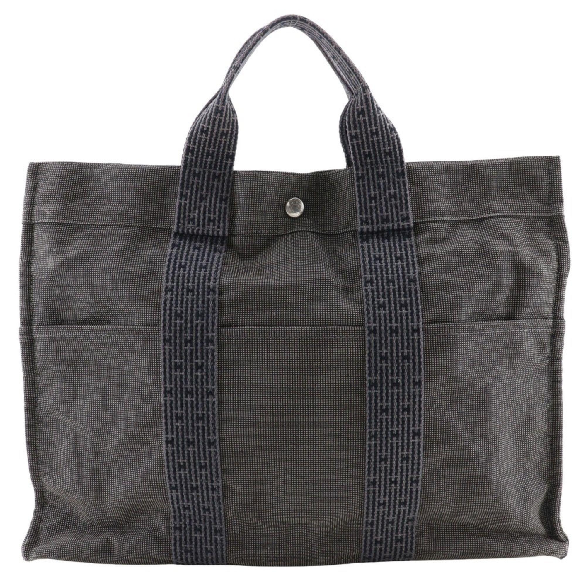Hermes Hermes Airline Tote MM Handbag Nylon Canvas Grey Snap Button Herline ToteMM Unisex Size ONE SIZE - 1 Thumbnail