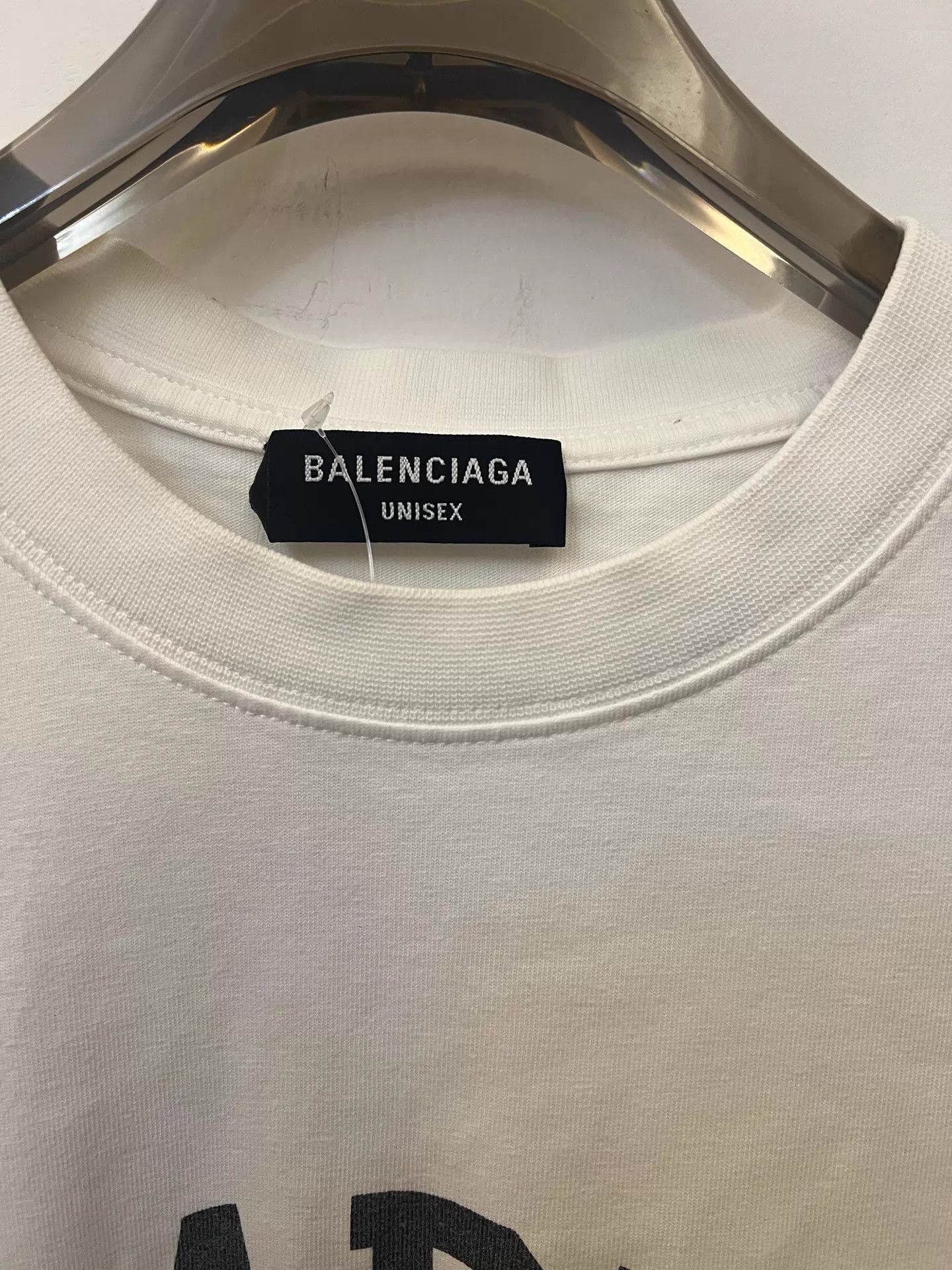 Balenciaga Balenciaga Mens White Logo Loose Short Sleeve Tee XS Size US XS / EU 42 / 0 - 2 Thumbnail