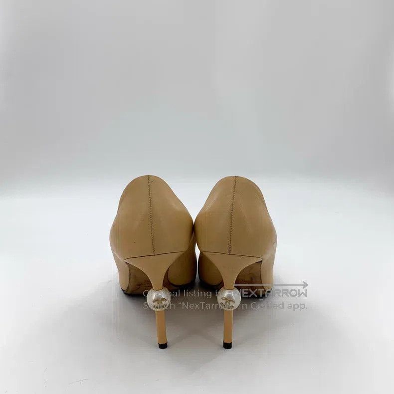 Chanel Chanel Light brown pointed leather pearl thin heel high he Size US 7.5 / IT 37.5 - 4 Thumbnail