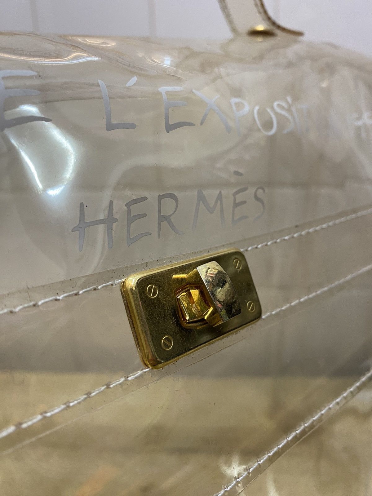 Designer × Hermes × Vintage HERMES Vinyl Kelly Beach Hand Bag Clear vintage 1997 Size ONE SIZE - 4 Thumbnail