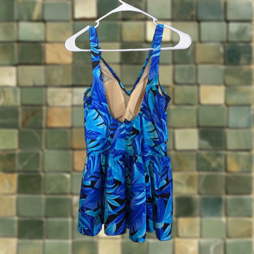 Vintage VINTAGE Le Cove One-Piece Swimsuit Skirted sz 14 Large Blue Skirt Floral Top S2S Womens Size XL / US 12-14 / IT 48-50 - 1 Thumbnail