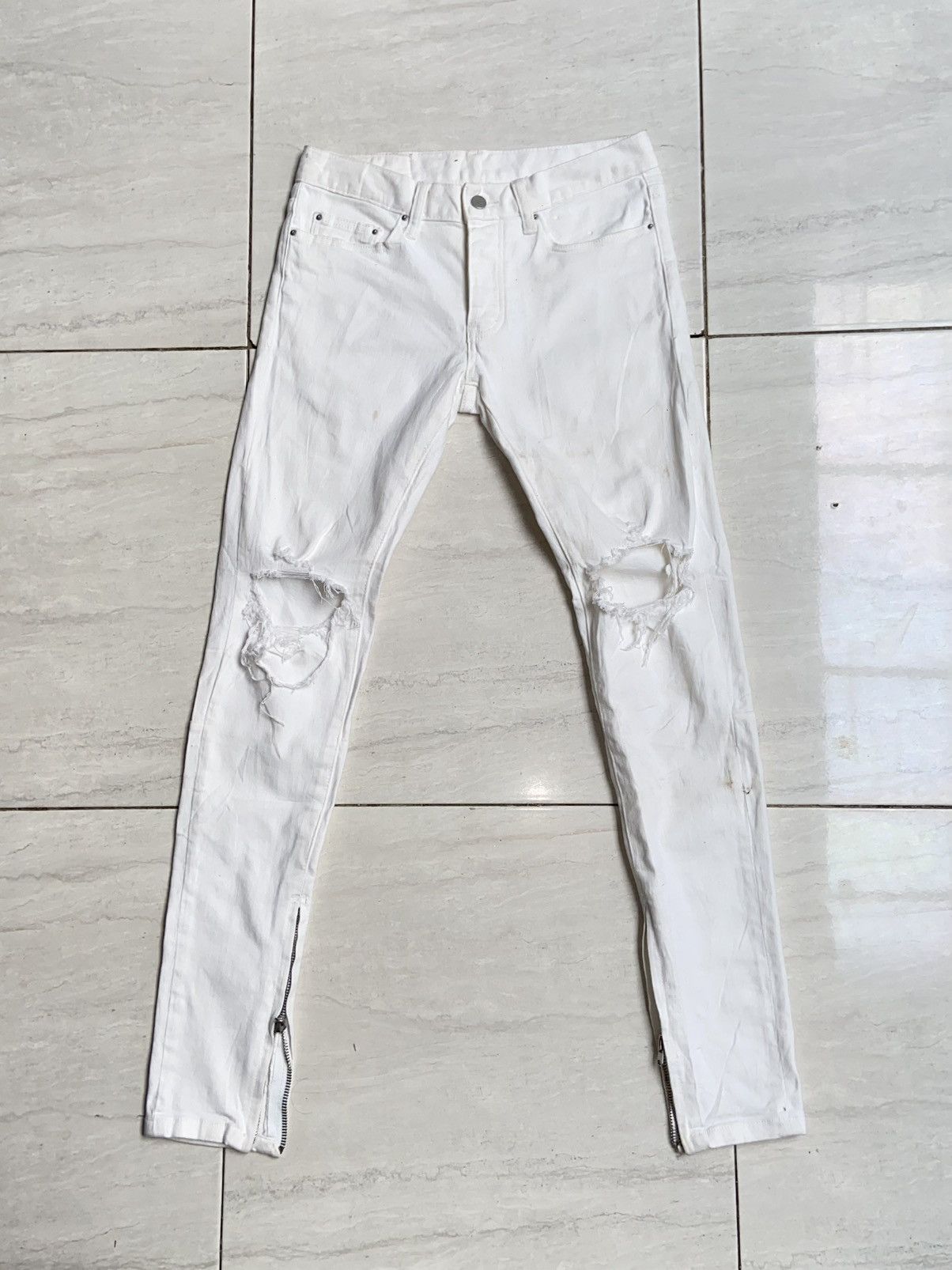 MNML MNML Zipper Skinny White Pants Size US 30 / EU 46 - 7 Thumbnail