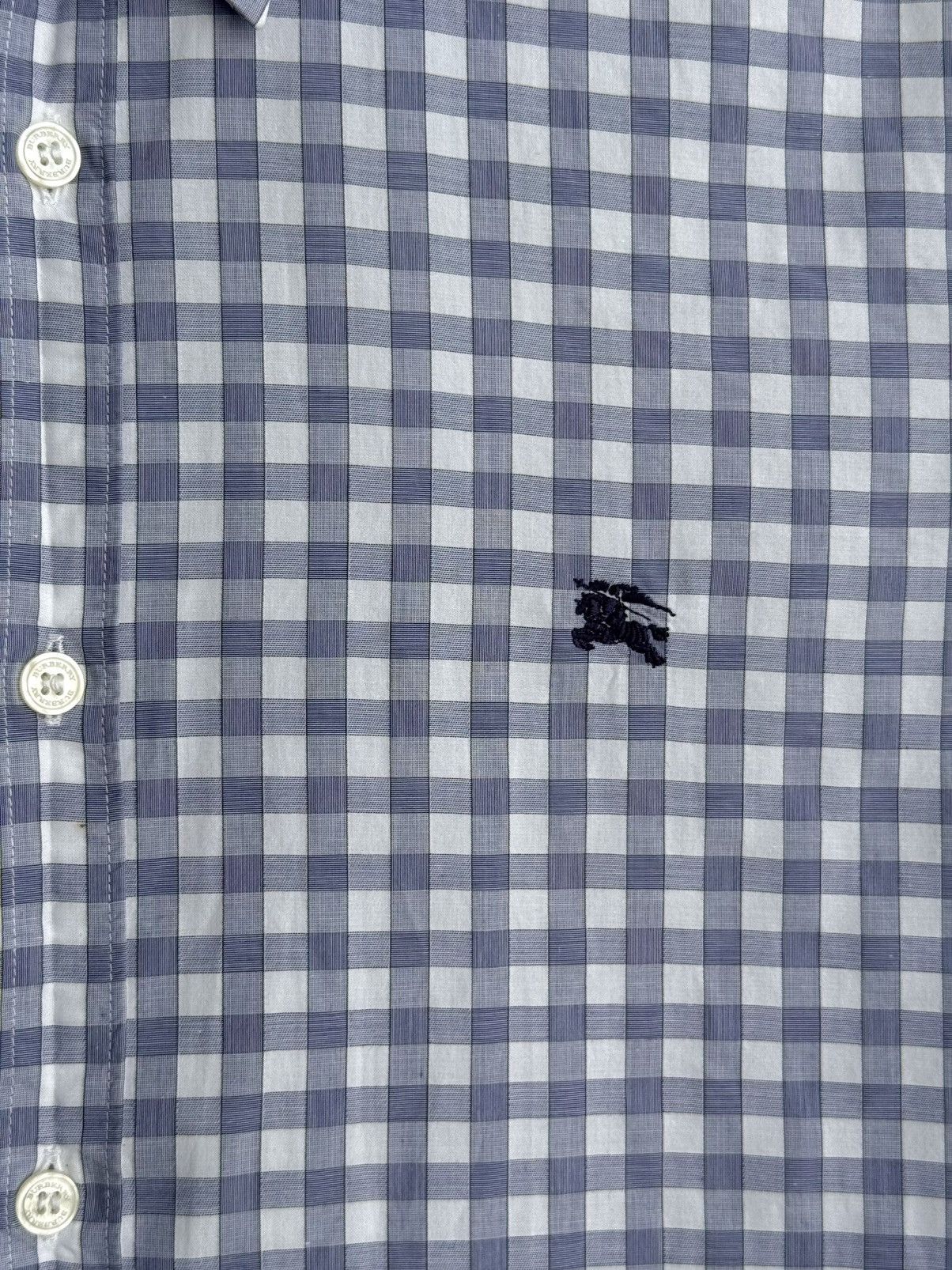 Burberry Burberry Brit Check Shirt Blue White Embroidered Logo Size US M / EU 48-50 / 2 - 8 Thumbnail