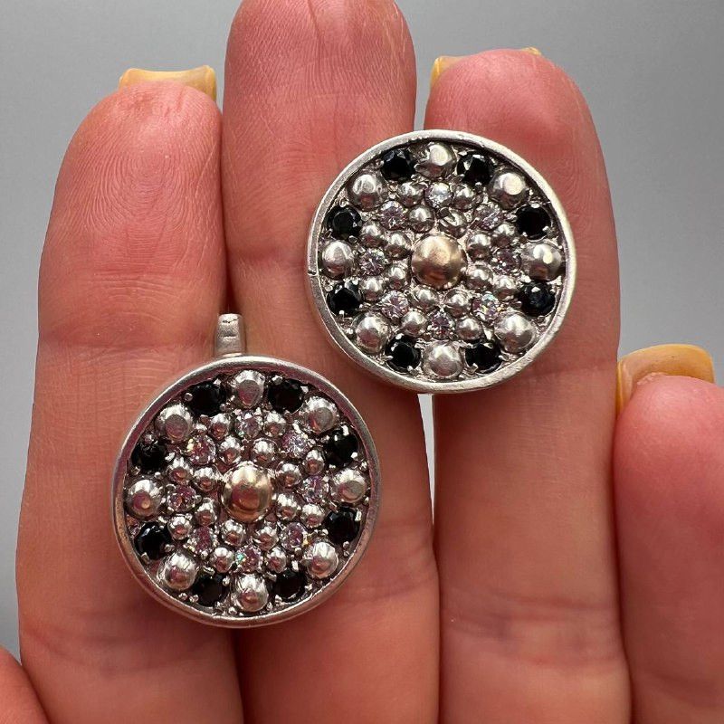 Vintage 14K Gold & 925 Silver Clip On Ukraine Vintage Earrings Size ONE SIZE - 4 Thumbnail