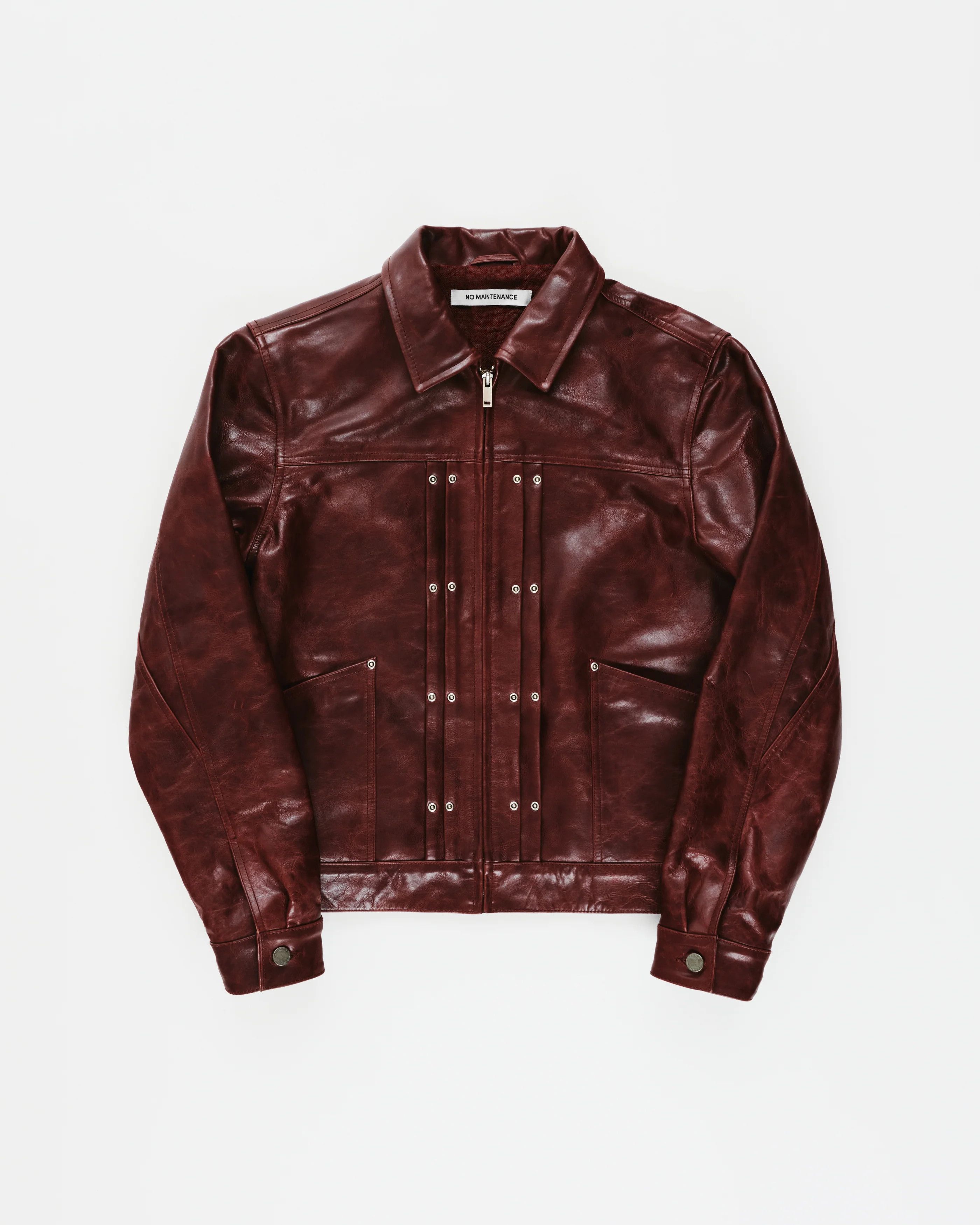 No Maintenance 💚 No Maintenance Double Rivet Leather Jacket Oxblood NEW Size US M / EU 48-50 / 2 - 1 Thumbnail