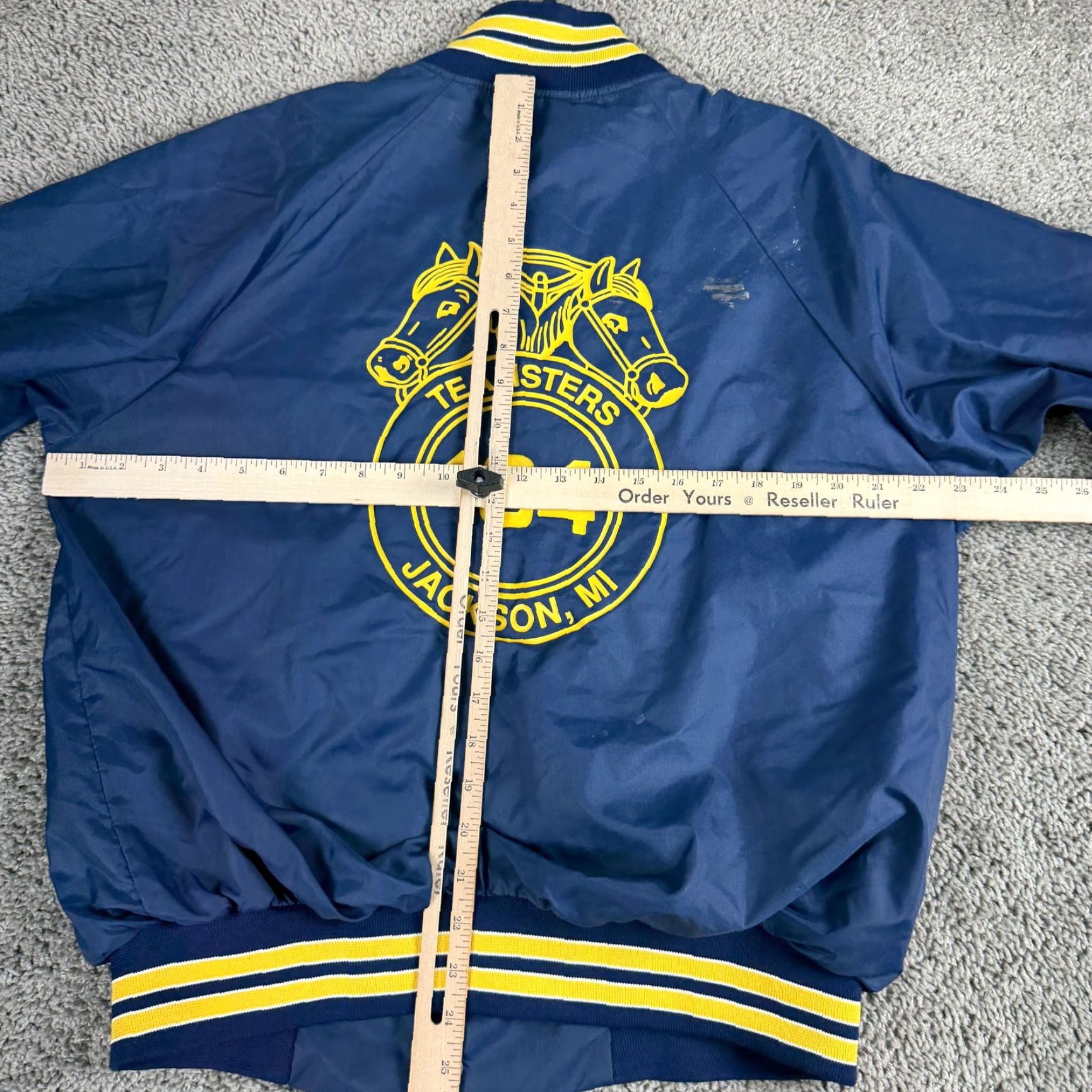 Vintage VINTAGE Hartwell Teamsters Jacket Mens Large Blue Bomber Nylon Snap Front Varsity Coat Casual Workwear Size US L / EU 52-54 / 3 - 7 Thumbnail