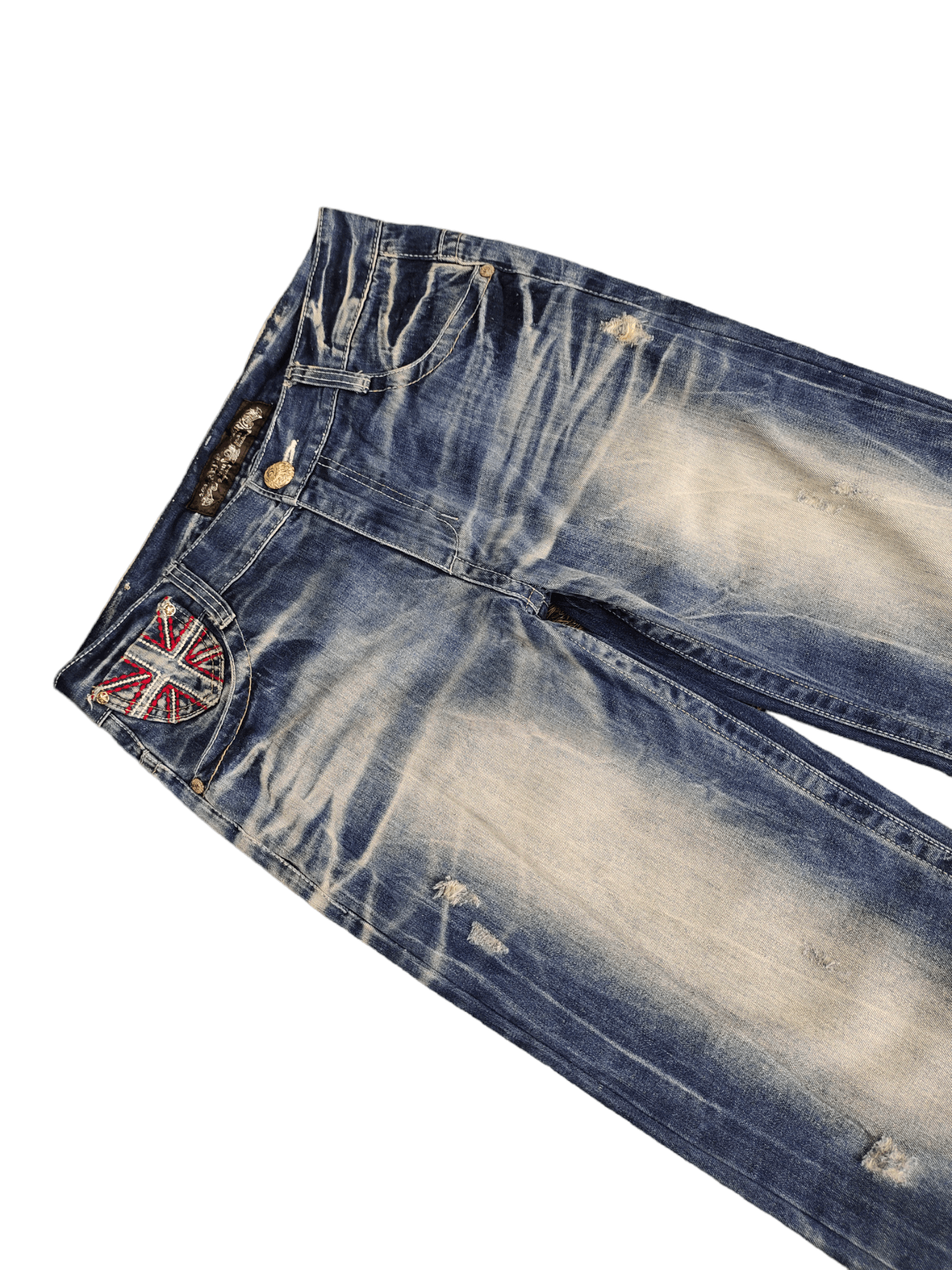 Vintage Red Pepper Wing & UK Flag Embroidered Denim Ed Hardy Y2k Size US 34 / EU 50 - 11 Thumbnail