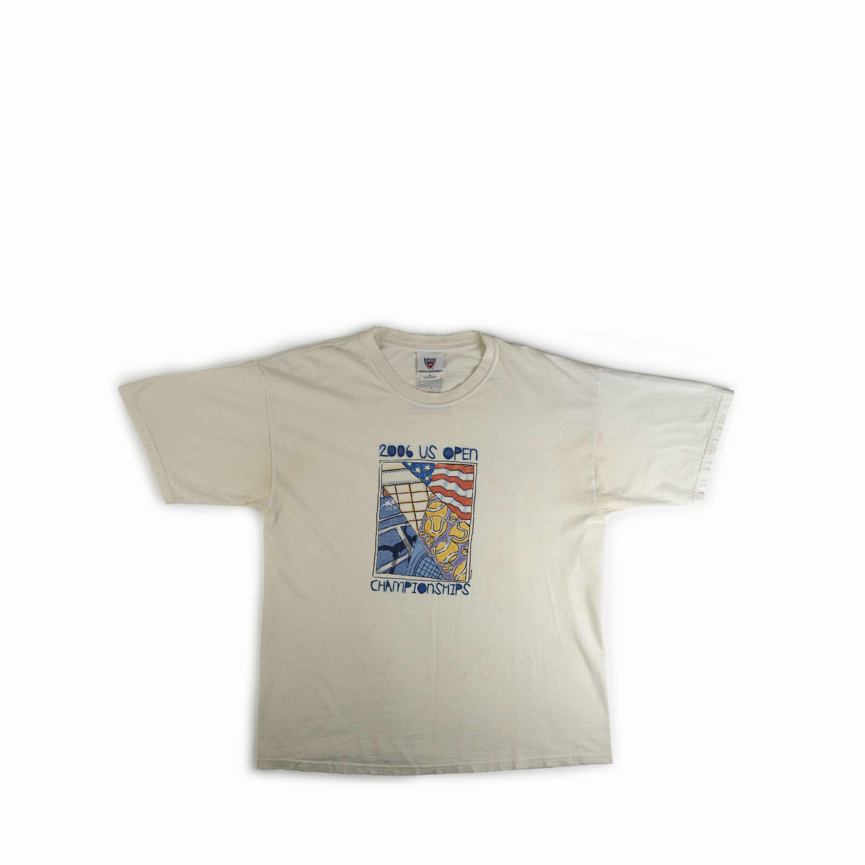 Vintage Vintage 2006 US Open Tennis Thrashed Tee Shirt Size US XL / EU 56 / 4 - 1 Thumbnail