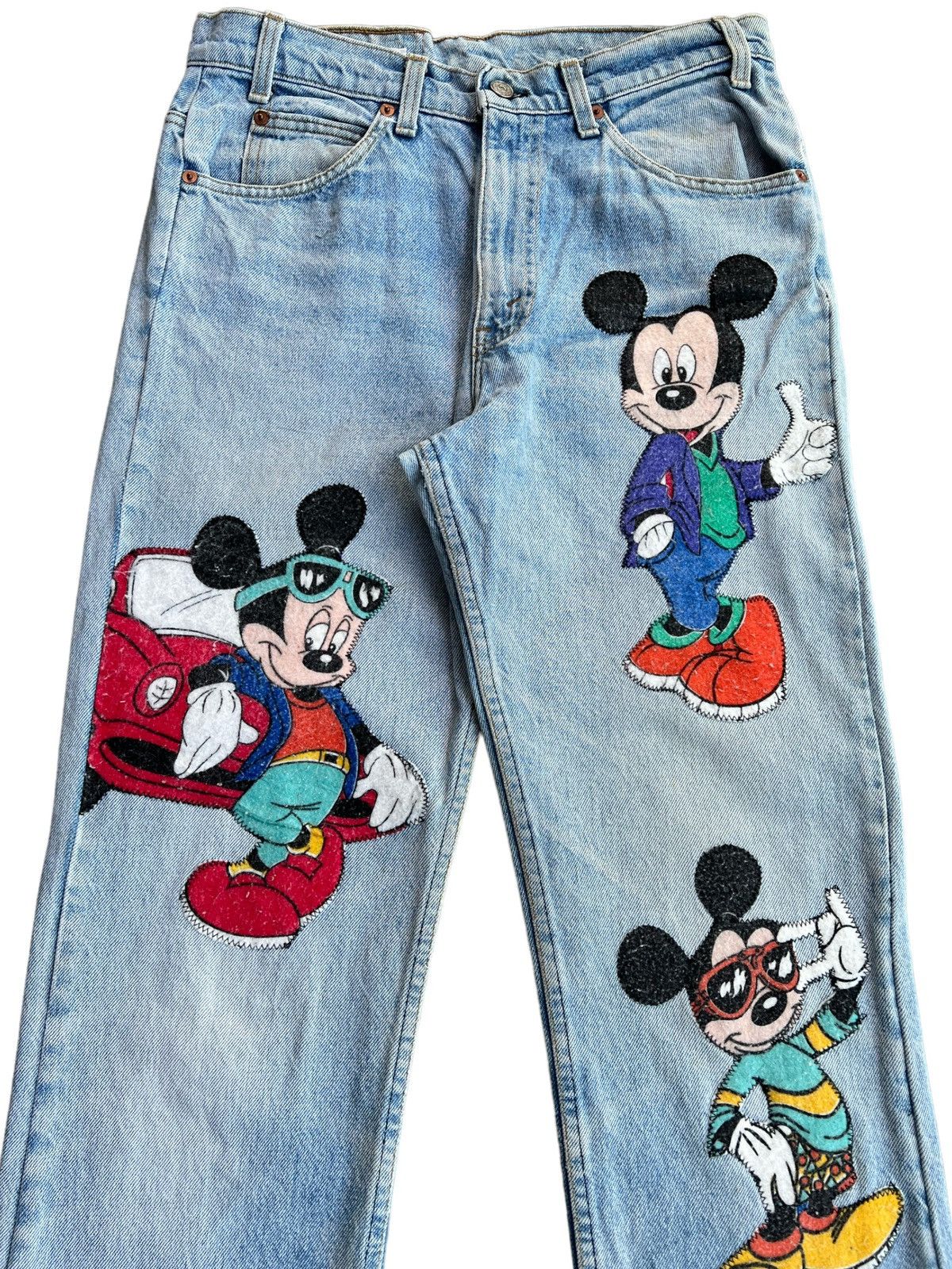 Levi's Vintage Clothing × Too Cute Guetta Bros. 🔥Vtg 90s Levis Too Cute Micky Mouse Patches Distressed Jeans Size US 31 - 4 Thumbnail