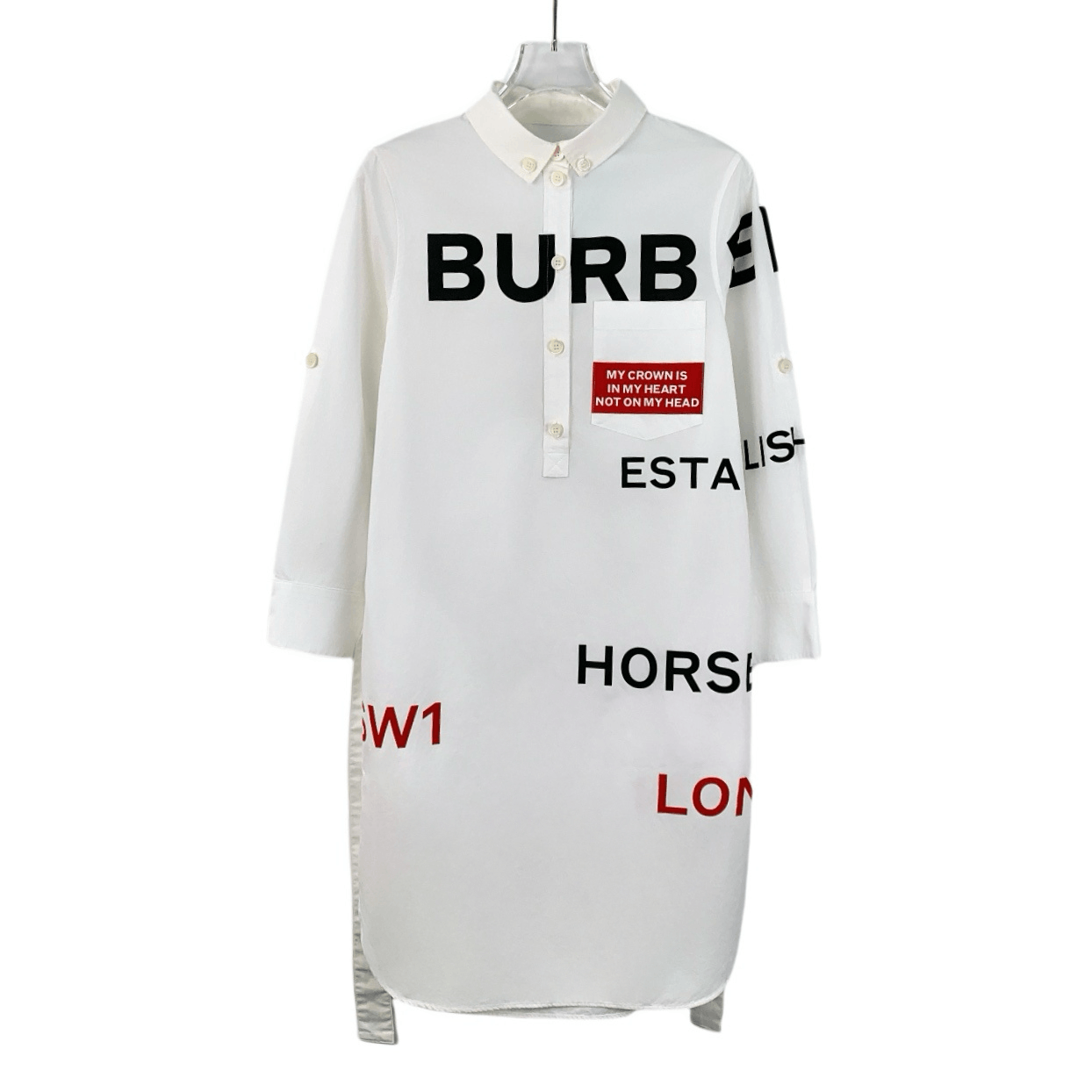Burberry Burberry white letter belt long-sleeved shirt dress 36 Size XS / US 0-2 / IT 36-38 - 1 Thumbnail