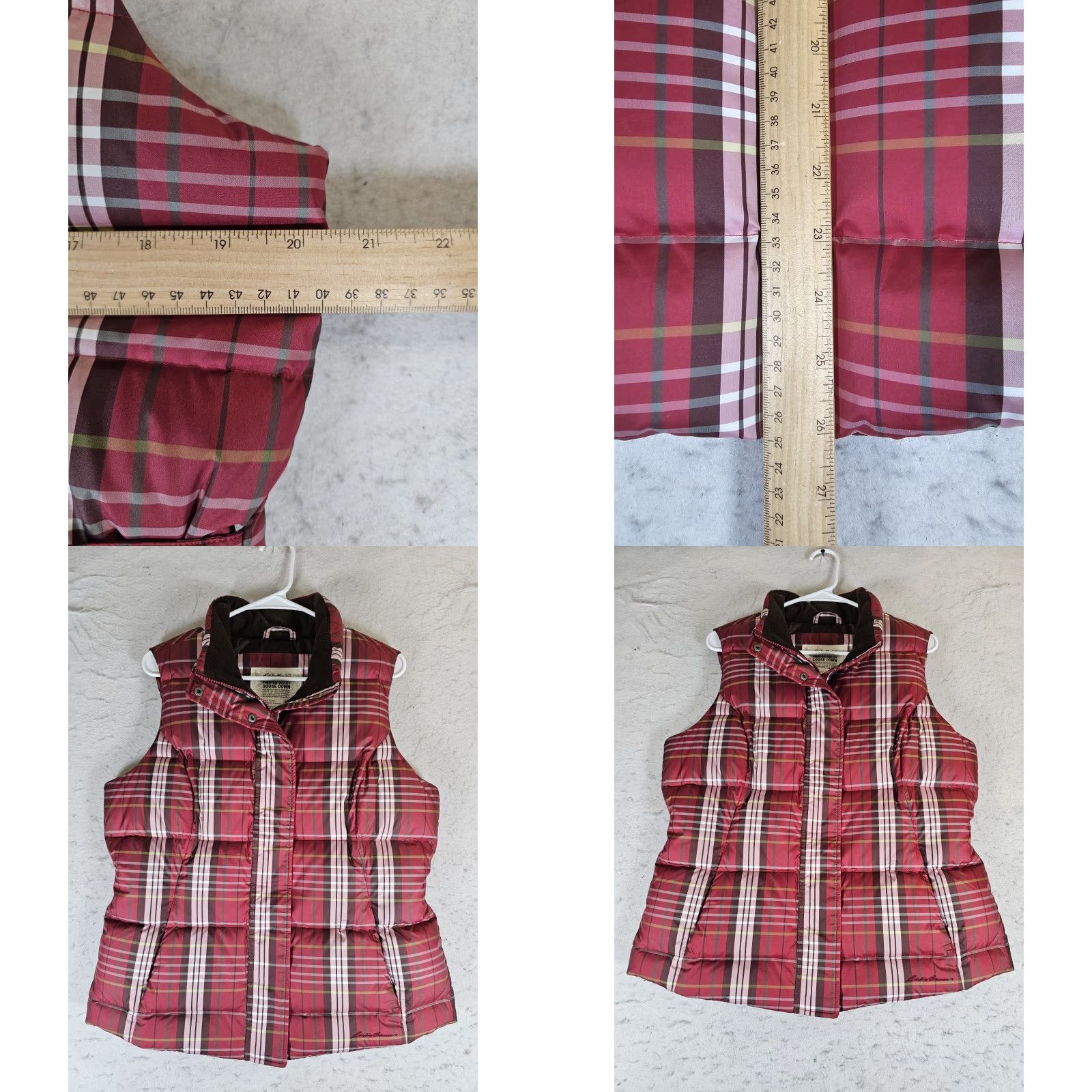 Eddie Bauer Eddie Bauer Premium Goose Down Puffer Vest Women's Size Large Red Plaid Full Zip Size L / US 10 / IT 46 - 8 Thumbnail