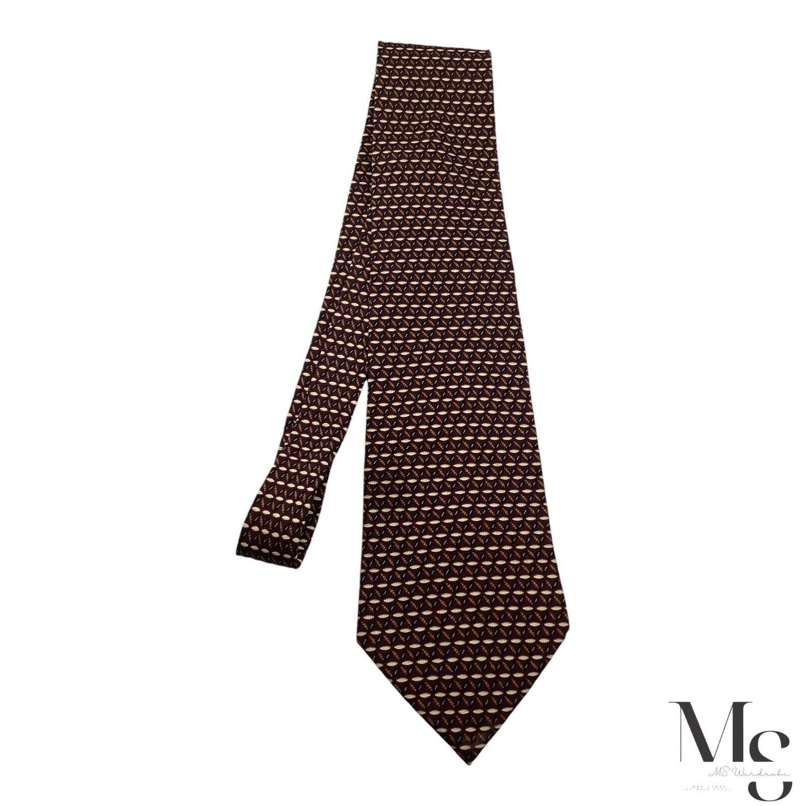 Ecco ECHO Burgundy Geometric Silk Tie Made In Italy W: 4" EX COND Size ONE SIZE - 5 Thumbnail