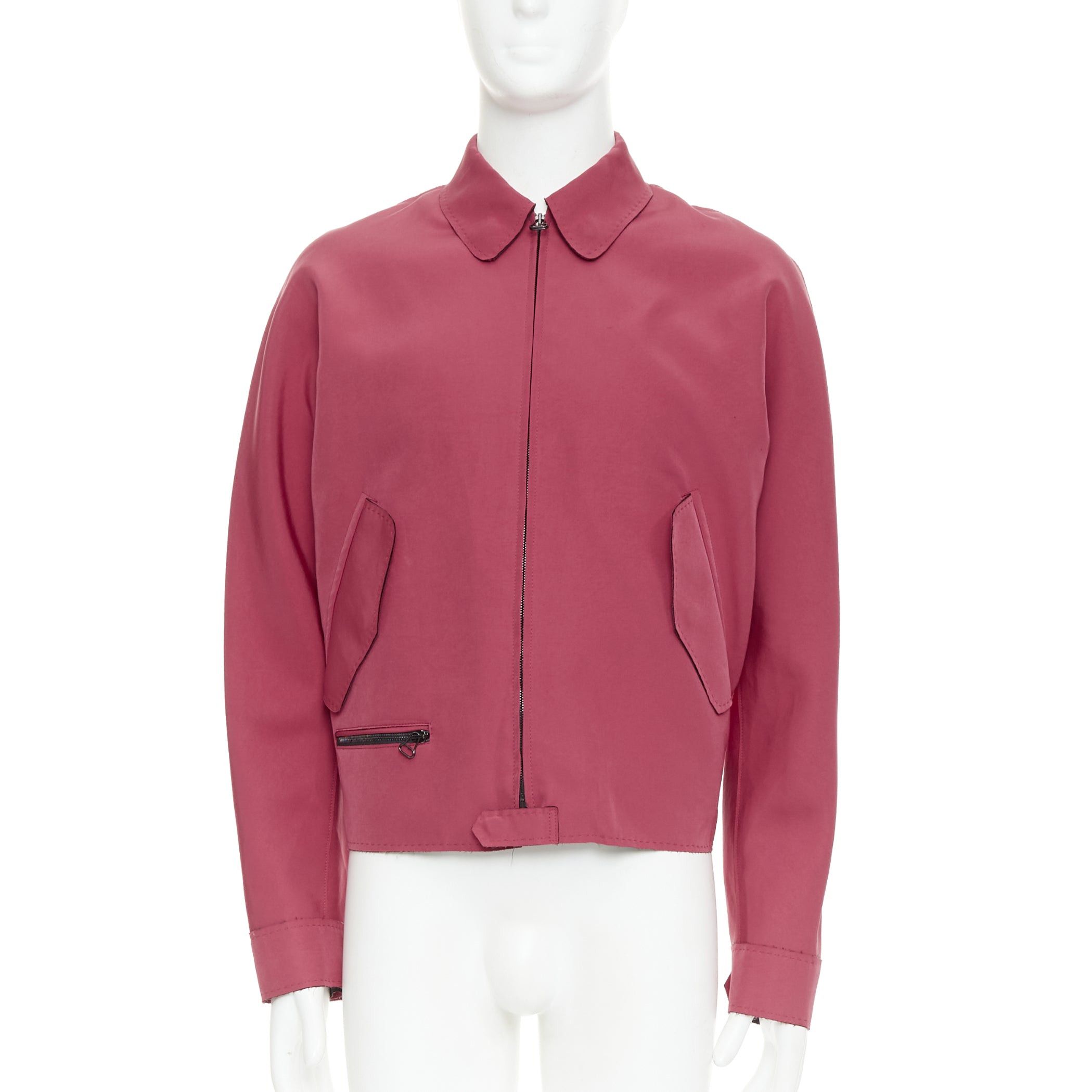 LANVIN red triacetate flap pocketed biker style bomber jacket FR46 S