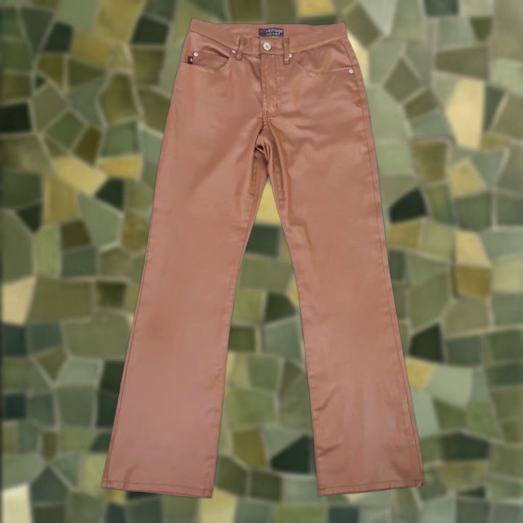 Vintage VINTAGE Hot Kiss Jeans Women 90s Brown Shiny Straight Leg Ankle 30" Inseam Size 3 Womens Size 26" / US 2 / IT 38 - 1 Thumbnail